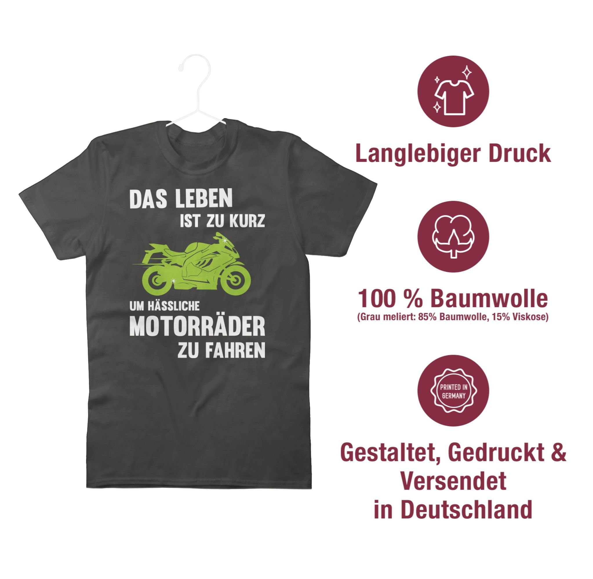 Leben Shirtracer zu zu ist Motorräder Sprüche fahren hässliche Das Statement kurz T-Shirt 2 um Dunkelgrau