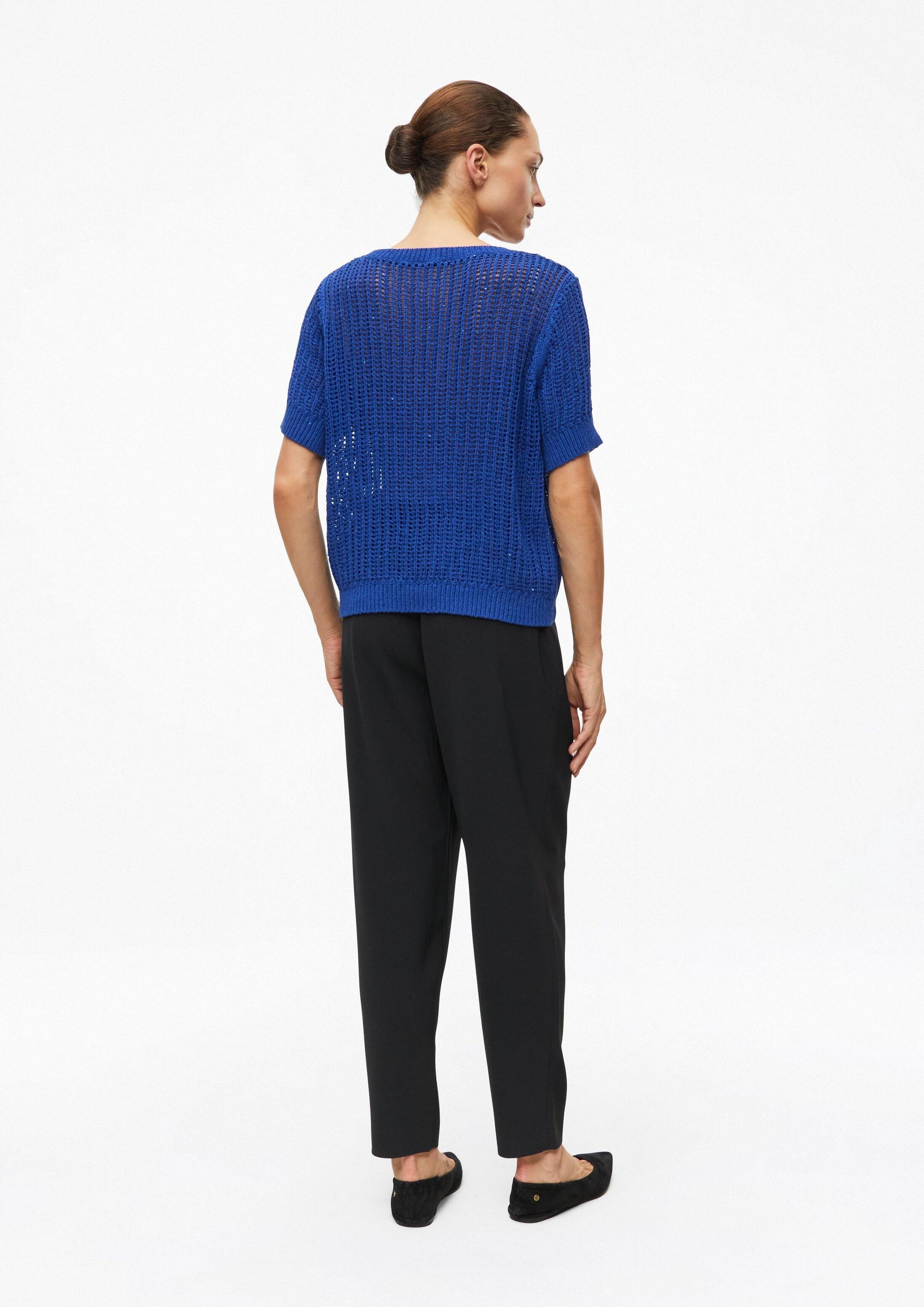s.Oliver Kurzarmpullover Strickpullover Leicht transparenter Kurzarm-Pullover mit Ajourmuster und Pailletten