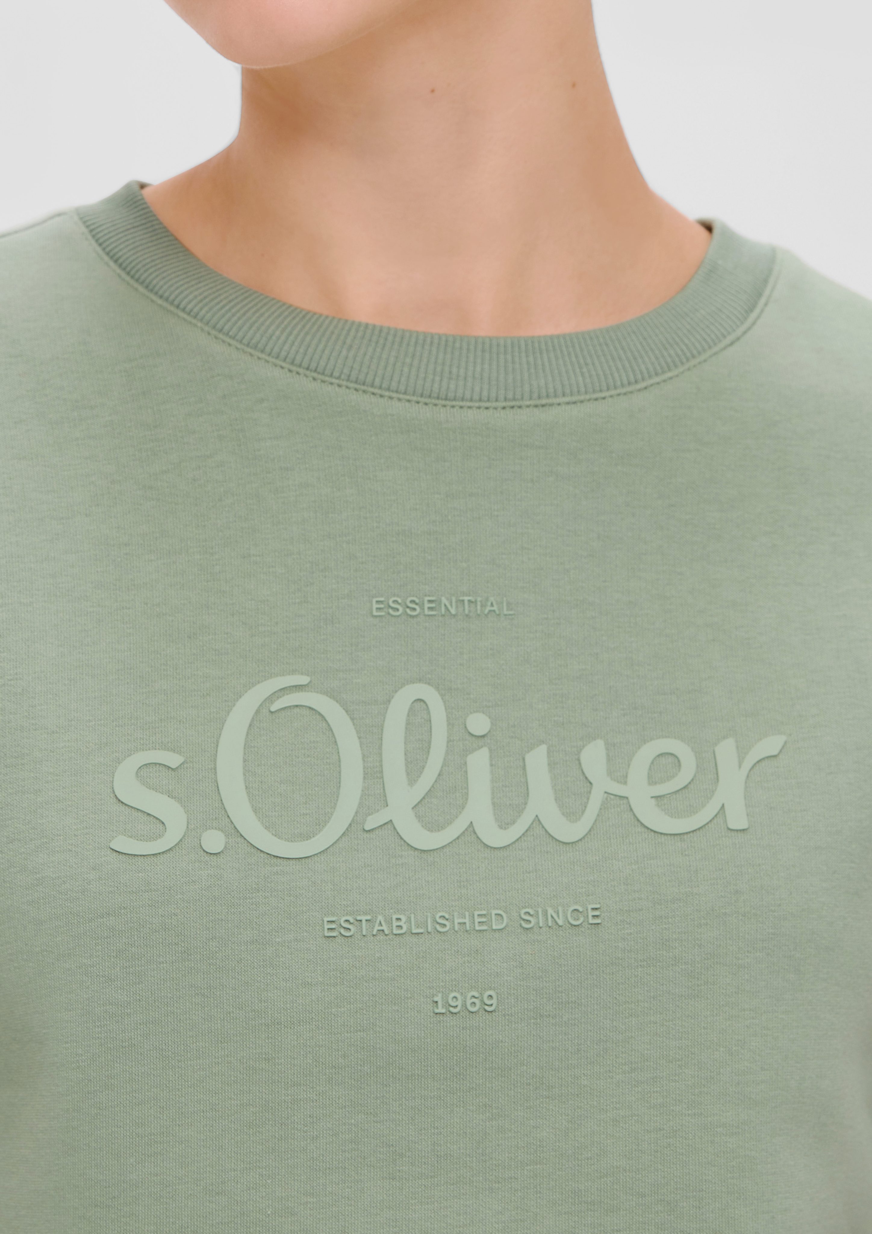 Logo-Print Sweatshirt s.Oliver Sweatshirt salbeigrün mit