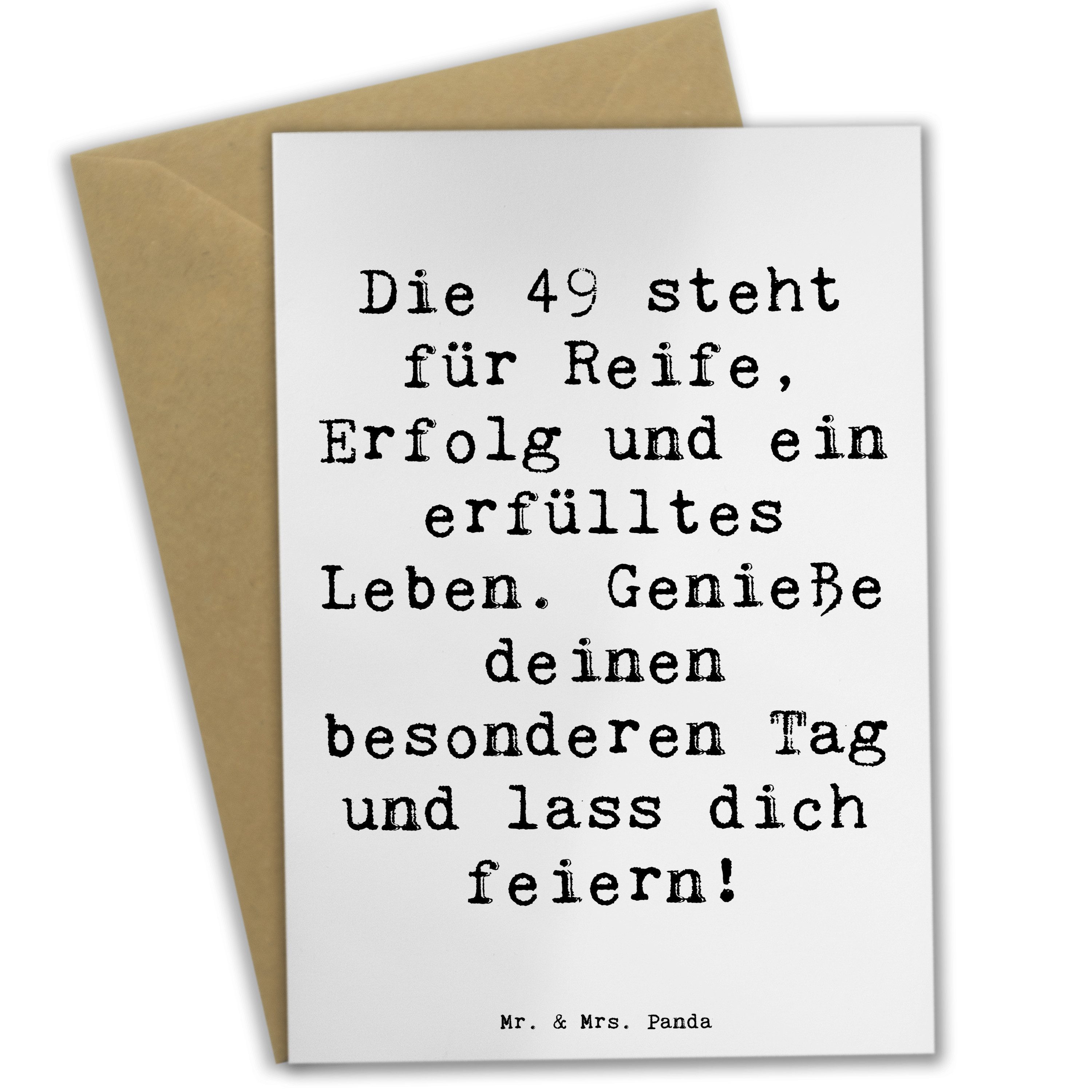 Grußkarte Spruch 49. Geburtstag - Weiß - Geschenk, Glück, Karte, Glückwunschkar