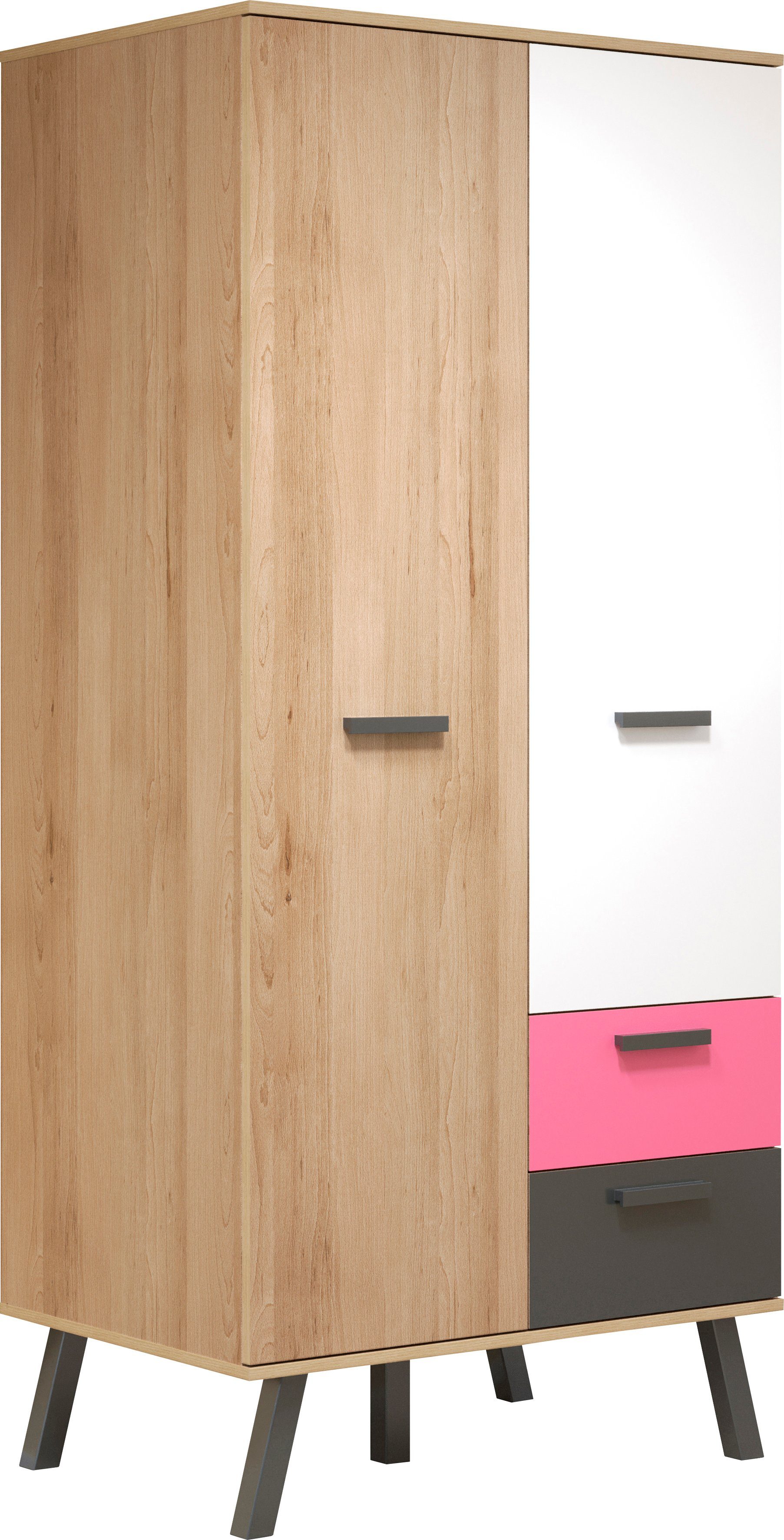 trendteam Kleiderschrank Mats Front wechselbar oder teilweise Blau Rosa 