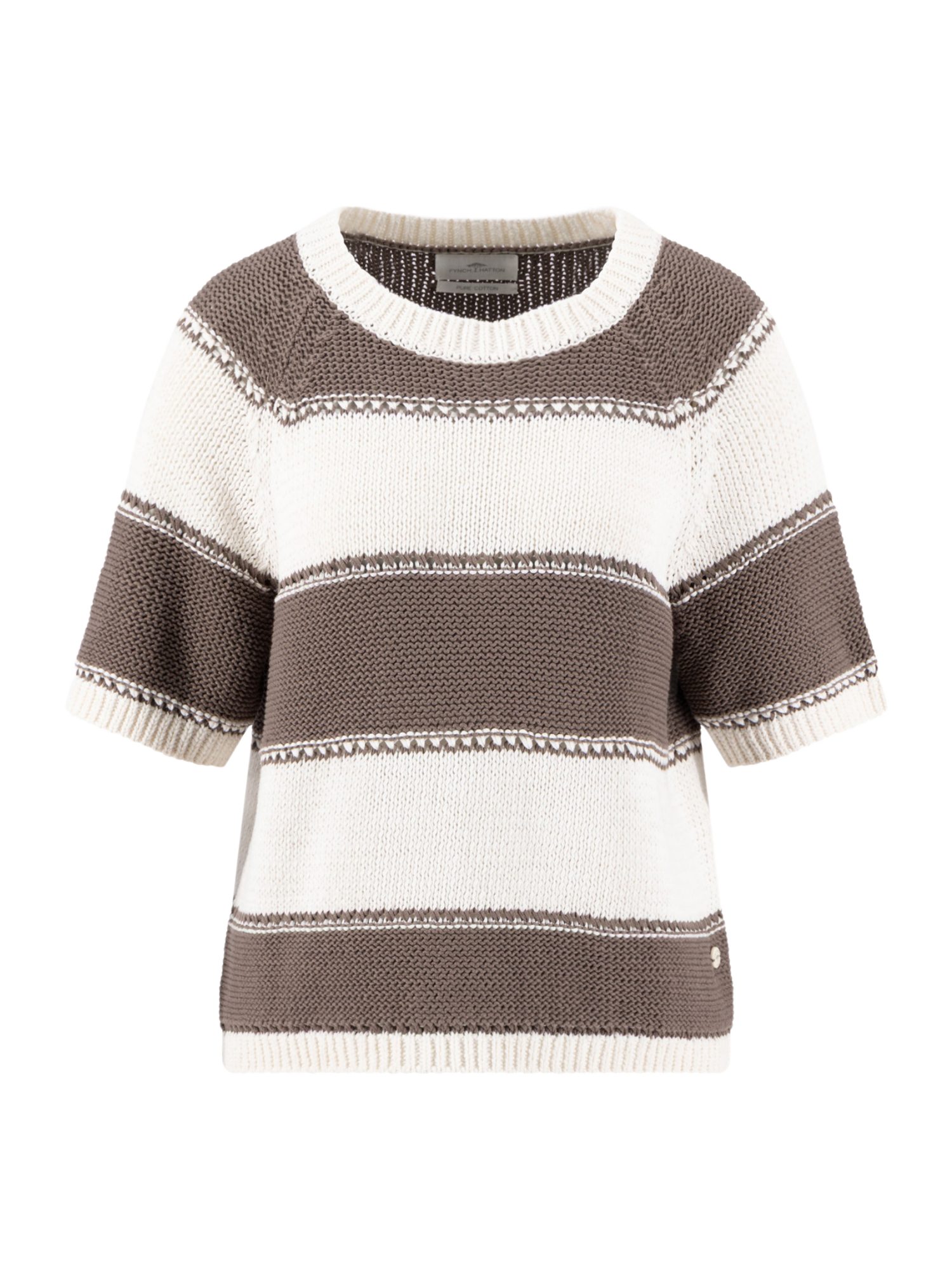 FYNCH-HATTON Kurzarmpullover bunt,Casual,Baumwolle,Gestreift,Rundhals,Kurz,Casual Fit