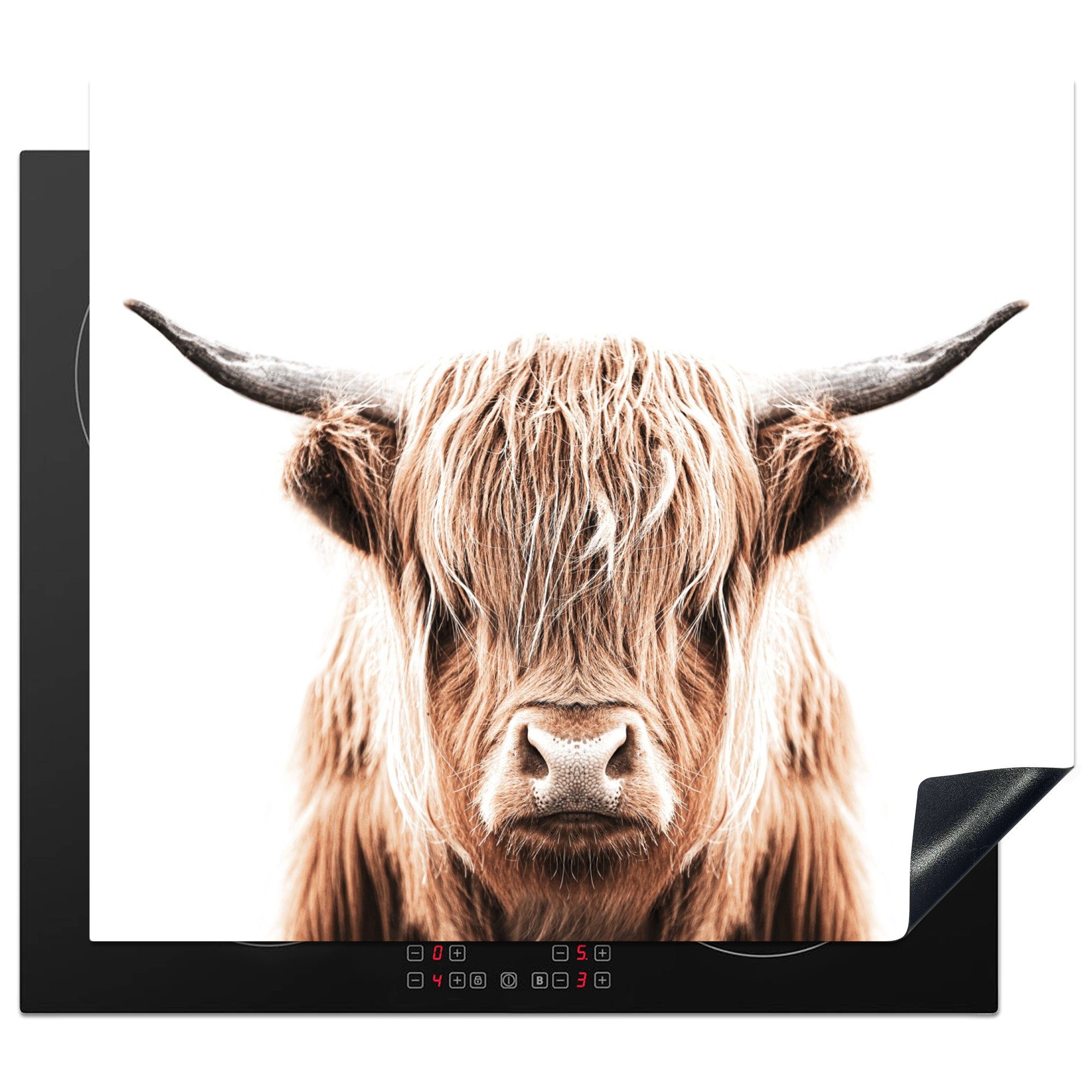 die Vinyl, cm, küche, - (1 Herdblende-/Abdeckplatte Tiere für Kuh, MuchoWow 59x52 Schottischer Highlander Induktionsmatte tlg), - Ceranfeldabdeckung