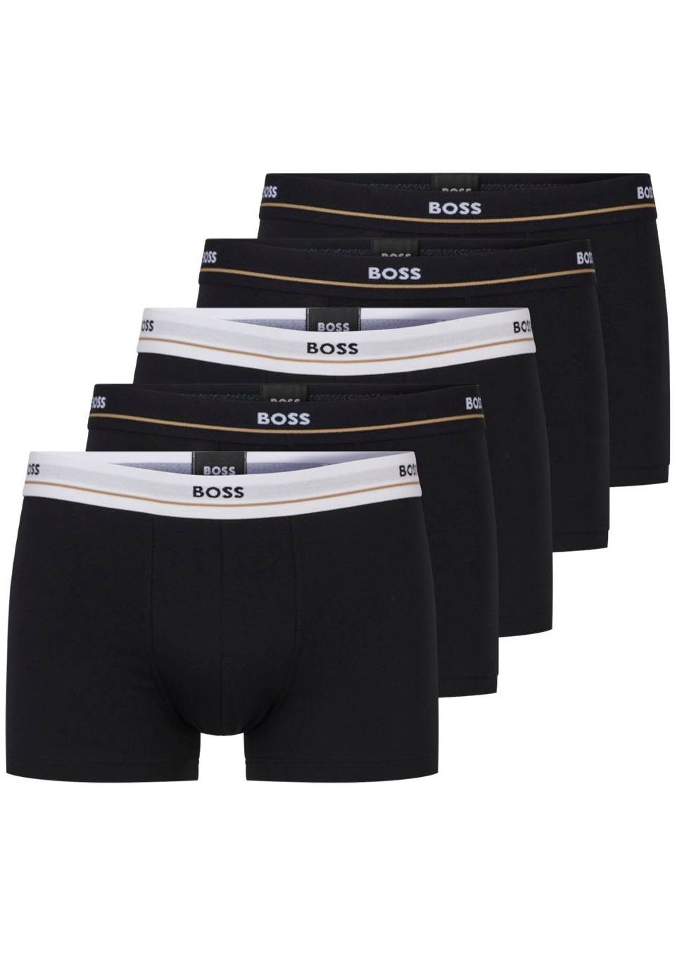 BOSS Trunk Trunk 5P Essential (Packung, 5-St., 5er Pack) mit modischem, teilweise kontrastfarbenen BOSS Logo-Elastikbund