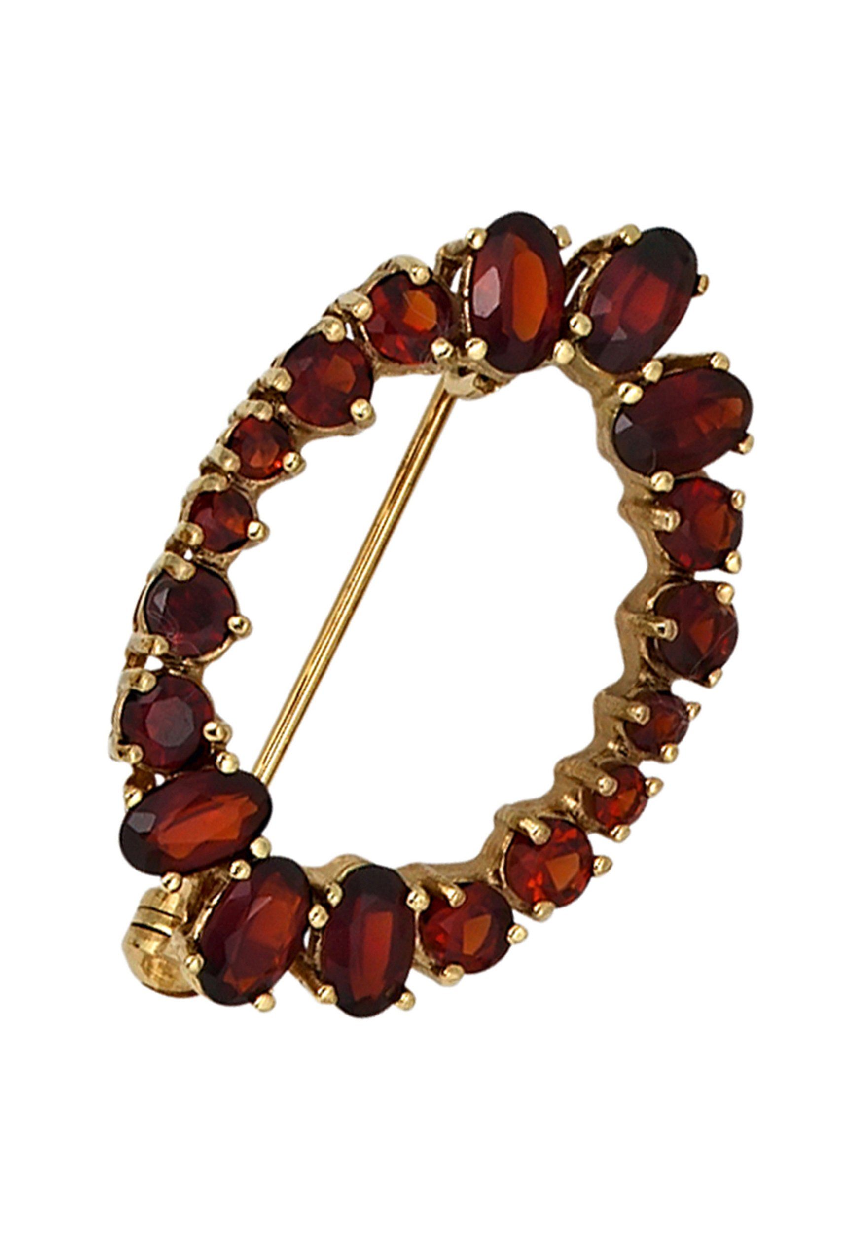 JOBO Brosche Granatbrosche 28 mm, 375 Gold mit Granat