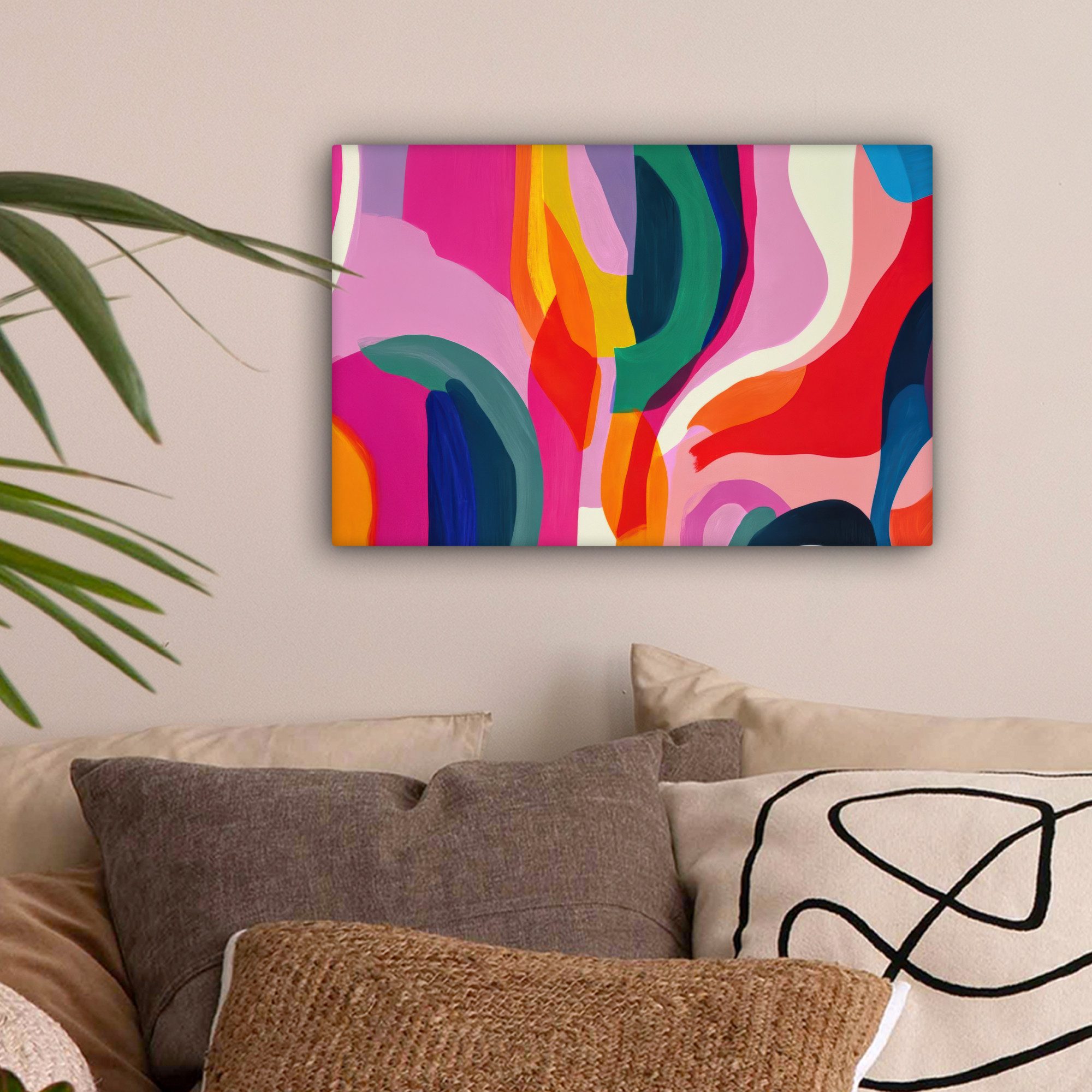 OneMillionCanvasses® Leinwandbild Formen - Gewellt - Abstrakt - Hellrosa, F günstig online kaufen