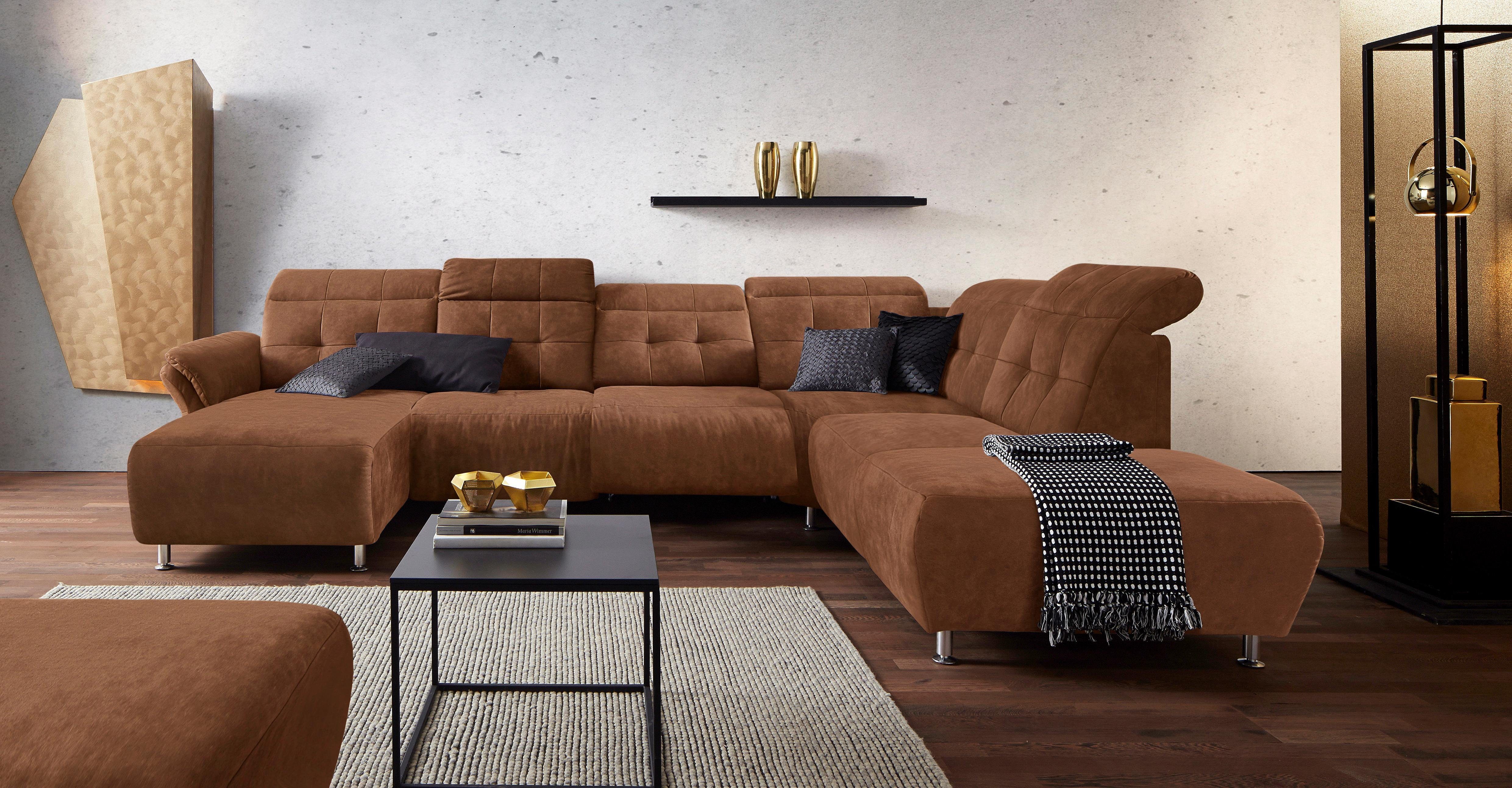 Home affaire Wohnlandschaft Manhattan U-Form, 2 Sitze mit elektrischer Relaxfunktion, verstellbare Armlehnen