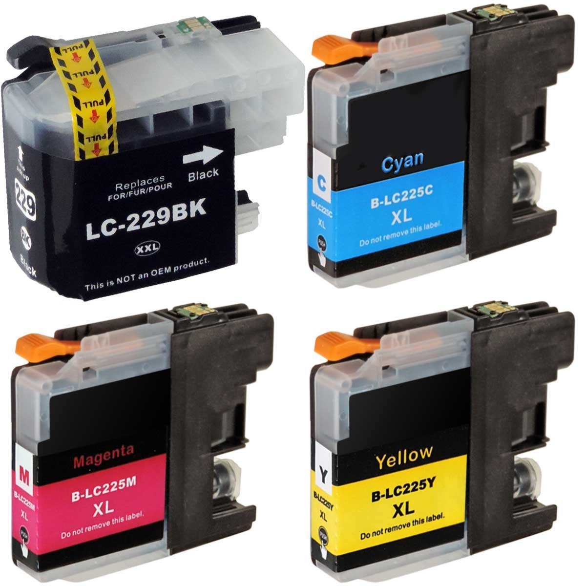 Kompatibel Brother LC-225 XXL, LC-229 XXL Multipack 4-Farben (Schwarz, Tintenpatrone (Set, DW)