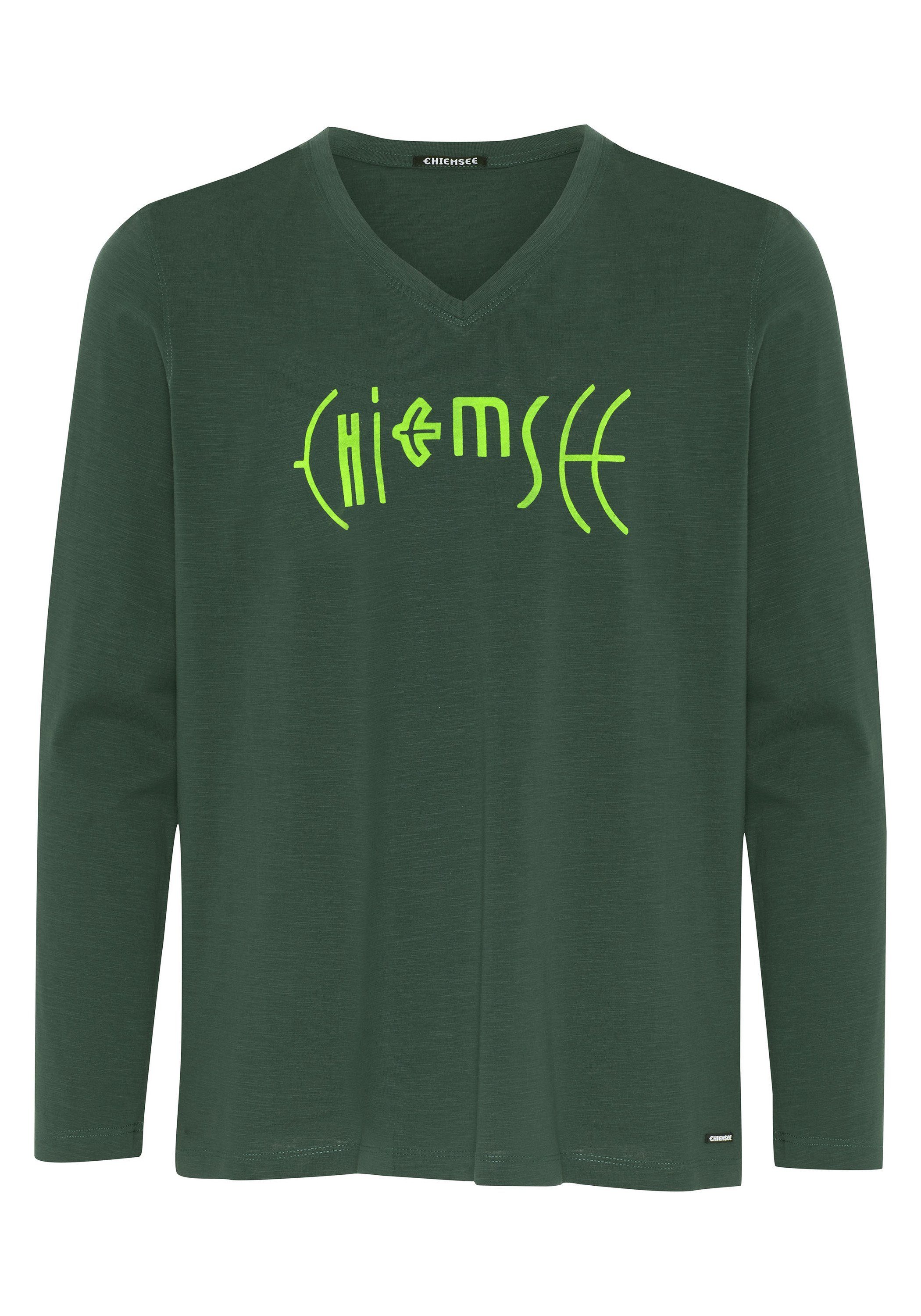 Chiemsee Longsleeve Langarmshirt mit Label-Schriftzug und V-Ausschnitt