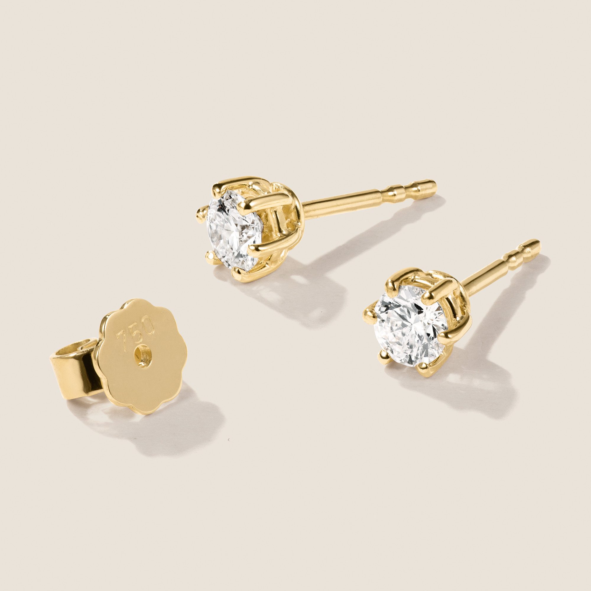 Webgoldschmied Paar Ohrstecker Diamant Ohrstecker 750 Gelbgold 0,60 ct G/VS, Originalphotos, nicht im Photoshop bearbeitet