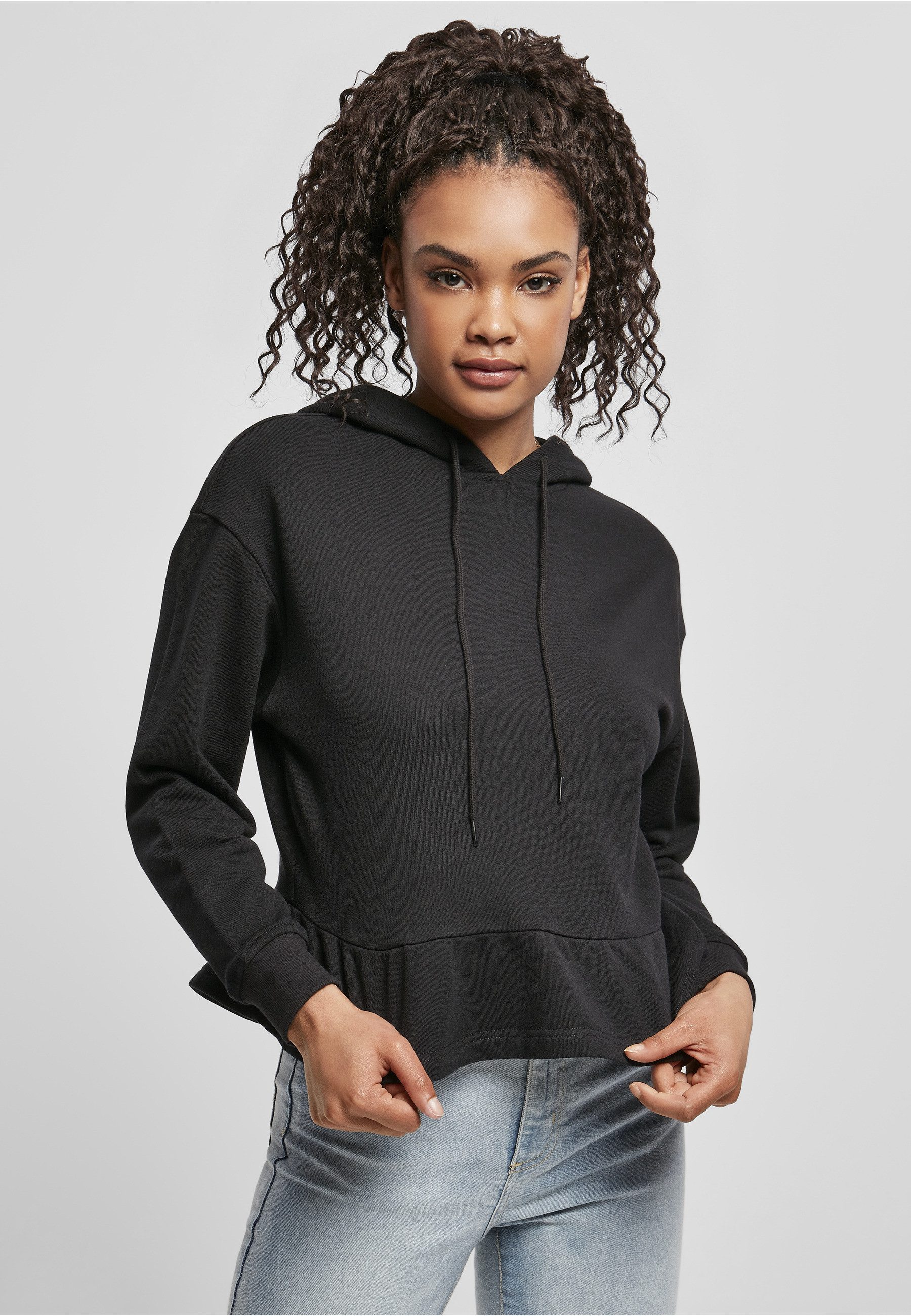 URBAN CLASSICS Rundhalspullover Urban Classics Damen Ladies Organic Volants Hoody (1-tlg)