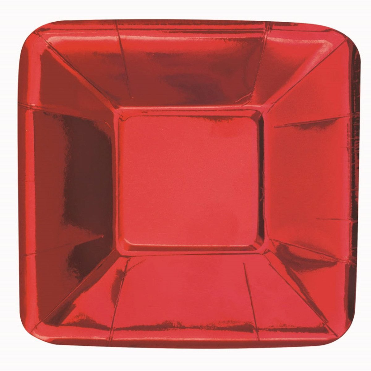 Unique Industries Inc. Pappteller Pappteller Uni Metall Quadrat 13cm/8St. Rot