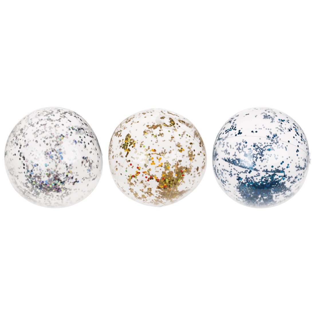 Out of the Blue Wasserball 3er Set Strandbälle aufblasbar mit Glitter Beach Ball Wasserball (3-St), mit Glitter-Füllung