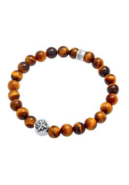 Kuzzoi Bead-Armband-Set Herren Tigerauge Kompass Beads 925er Silber, Kompass