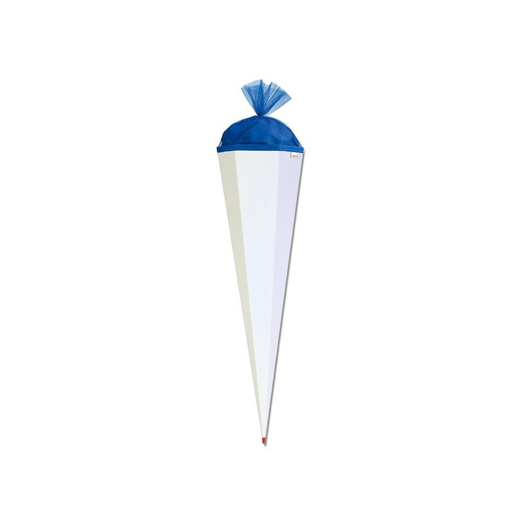 Roth Schultüte Roth Basteltüte weiß, 85cm, eckig, Tüllverschluss ultramarinblau, Verschluss Tüll