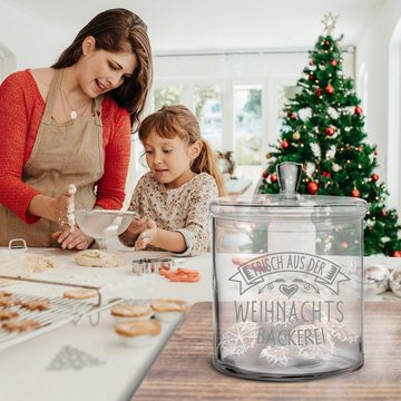 GRAVURZEILE Keksdose mit Gravur oder UV-Druck - Frisch Aus der Weihnachtsbäckerei, Glas, als Geschenk für Freunde & Familie zu Weihnachten