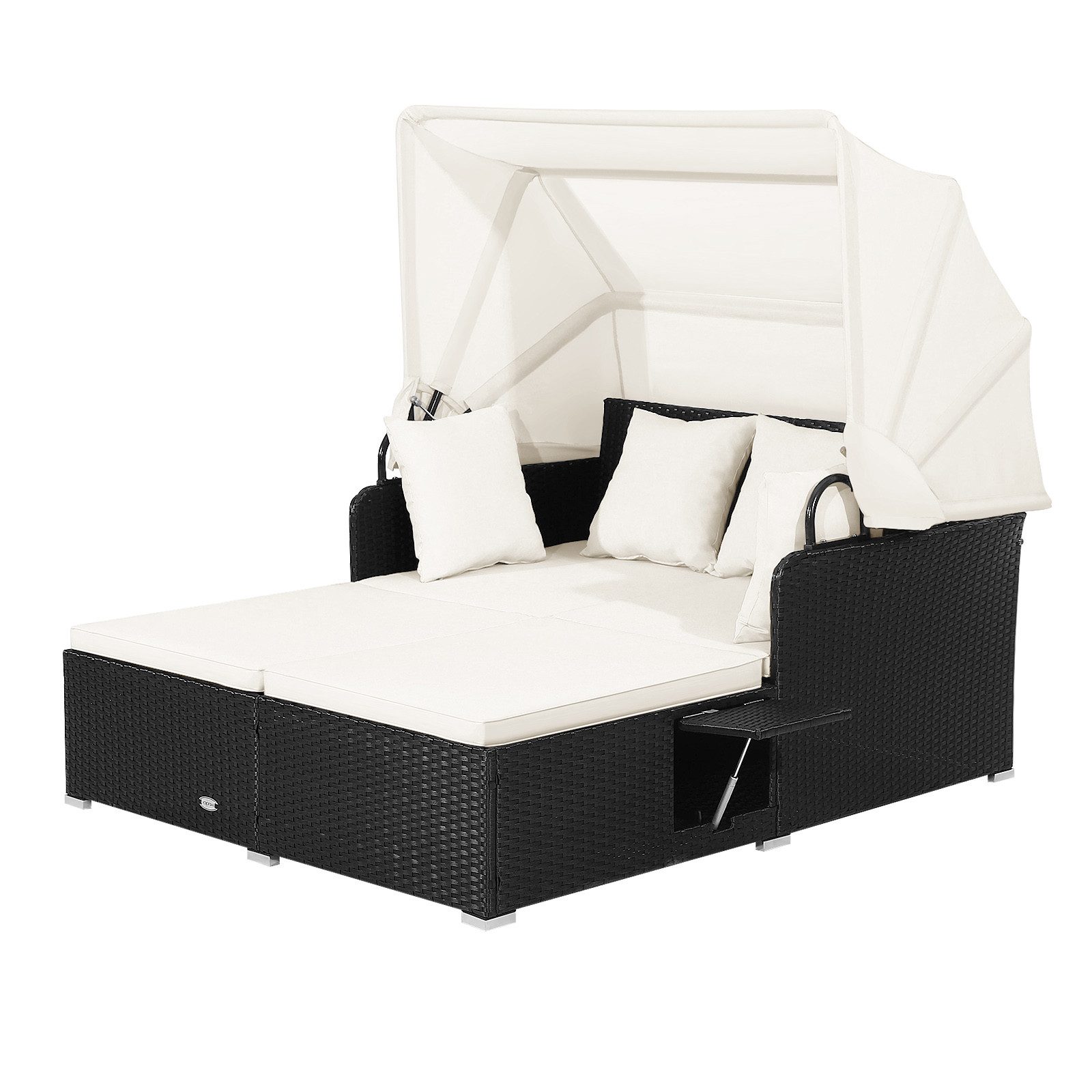 KOMFOTTEU Gartenstuhl, Doppelliege Gartensofa mit faltbarem Sonnendach