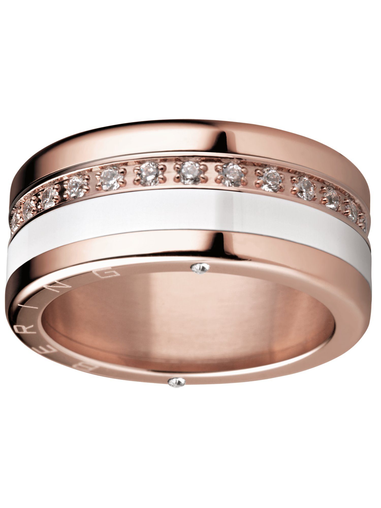 Zirkonia, Bering Zirkonia roségold Fingerring Damen-Edelstahlring Bering Edelstahl