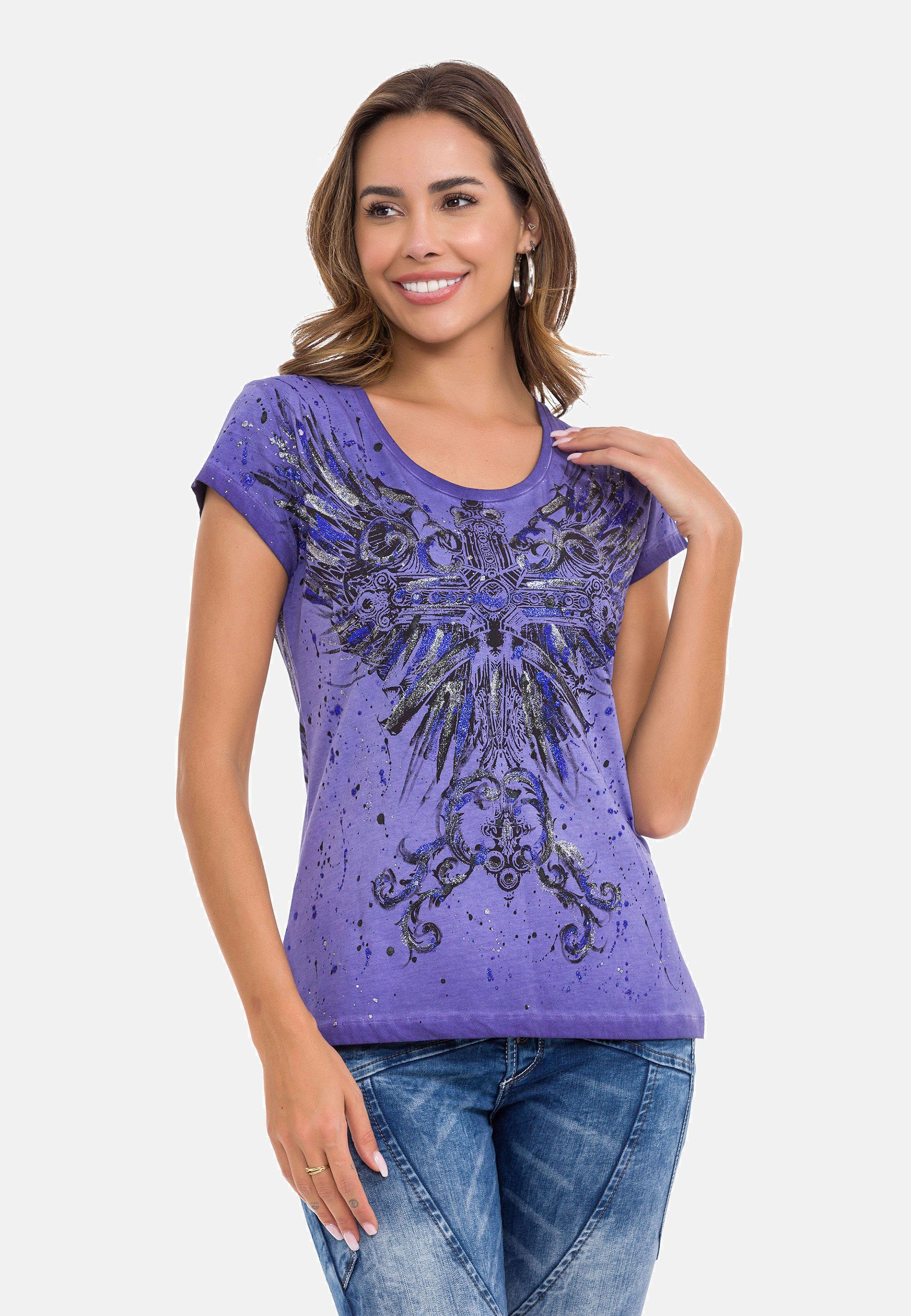 Cipo purpurviolett & großflächiger T-Shirt Print Baxx mit