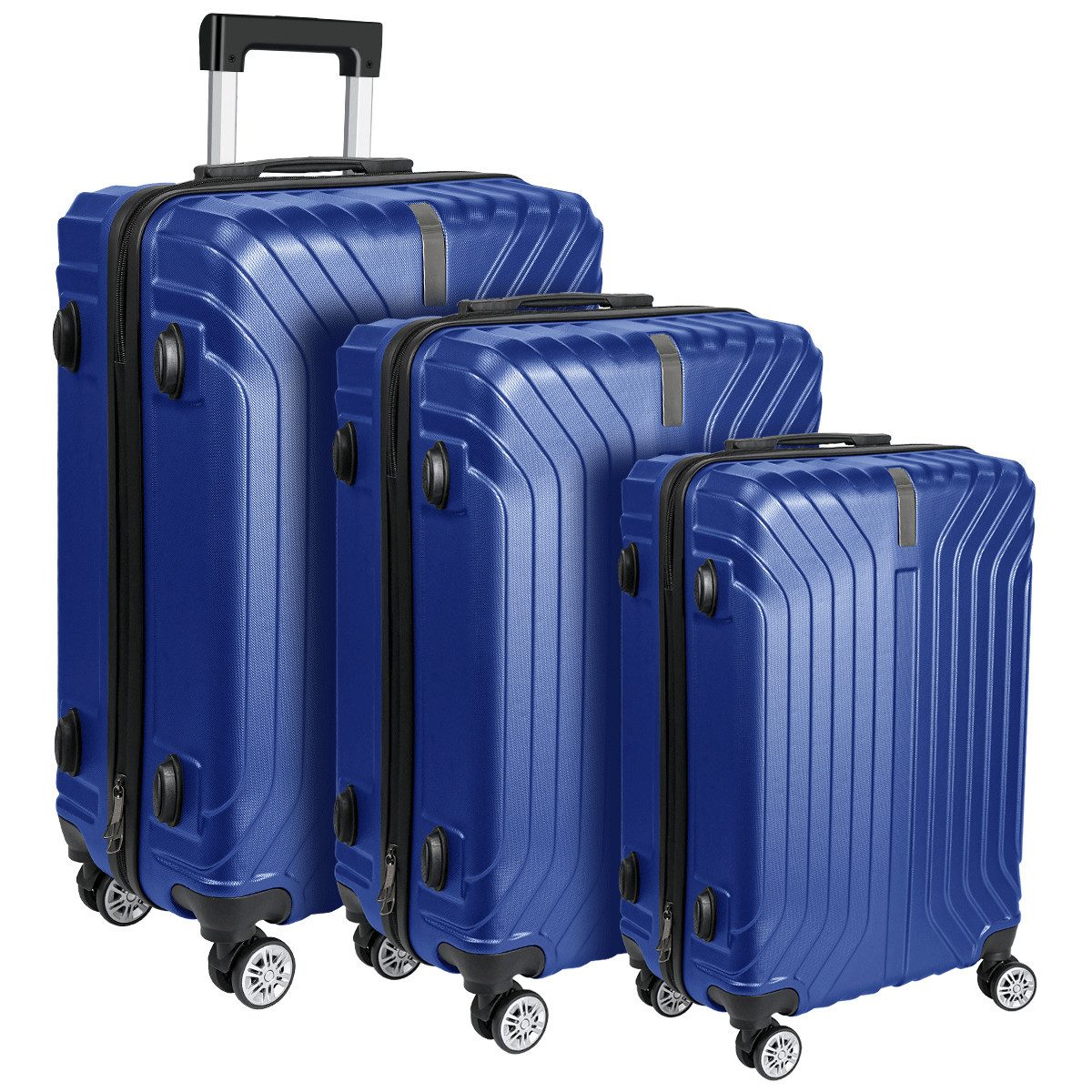 NULSTA Hartschalen-Trolley 3tlg. Hartschalenkofferset, Reisekofferset, Kofferset M, L, XL, 3-stelliger Zahlenschloss, 2-stufig höhenverstellbarer Griff, ABS