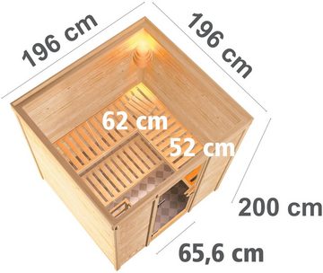 Karibu Sauna Menja, BxTxH: 196 x 196 x 200 cm, 40 mm, (Set) 9-kW-Ofen mit externer Steuerung
