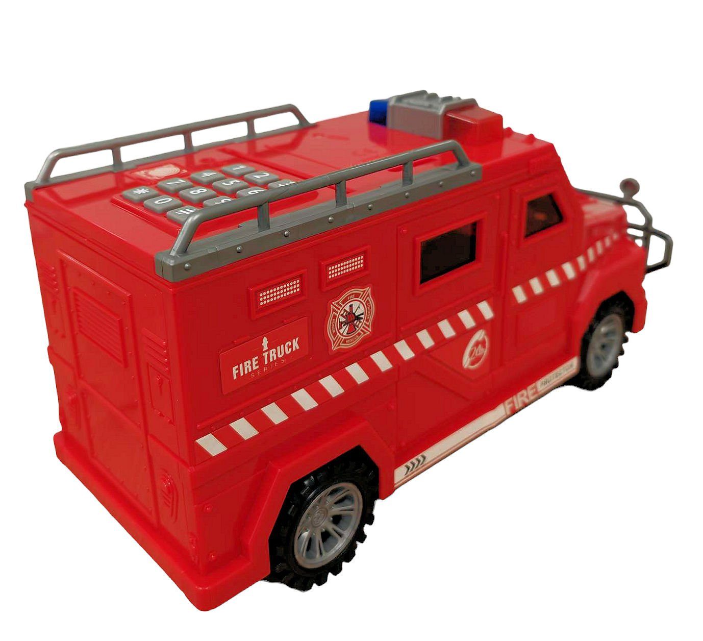 COIL Spardose Elektronisches Spardose, Sparschwein, Feuerwehr, Safe, Sparschwein, Banknoten und Münzen, Soundeffekte, Maße:32x12,5x16 cm