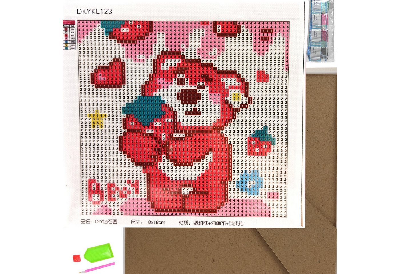 Thumbnail - LA CUTE Malen nach Zahlen 5d Diamond Painting Rahmen Bär Malen nach Zahlen 18x18cm (Komplettset für 5D Diamond Painting ...