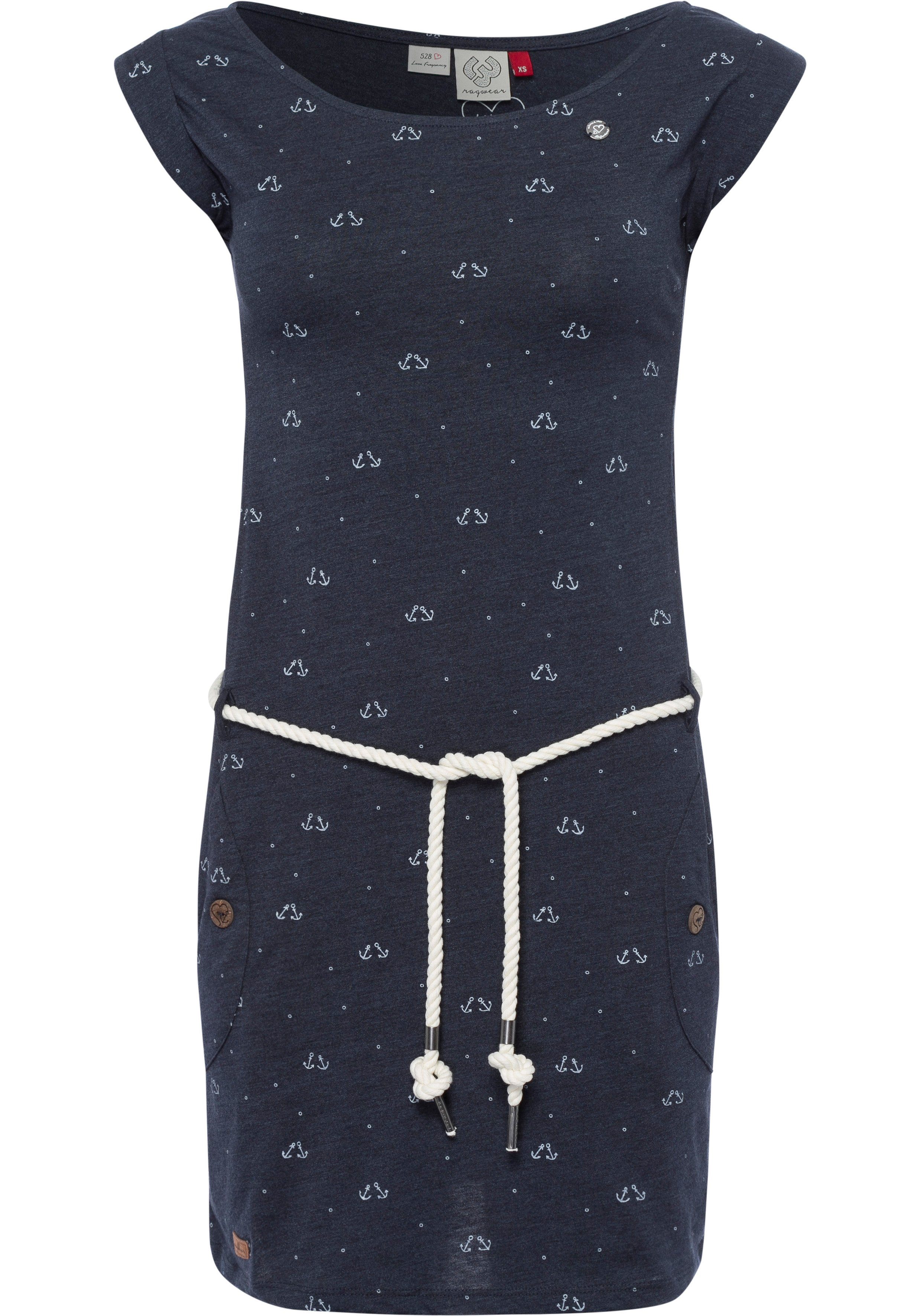 Ragwear Jerseykleid »TAG MARINA« (2-tlg., mit Bindegürtel) mit maritimen  Allover-"Anker"- Print-Design online kaufen | OTTO