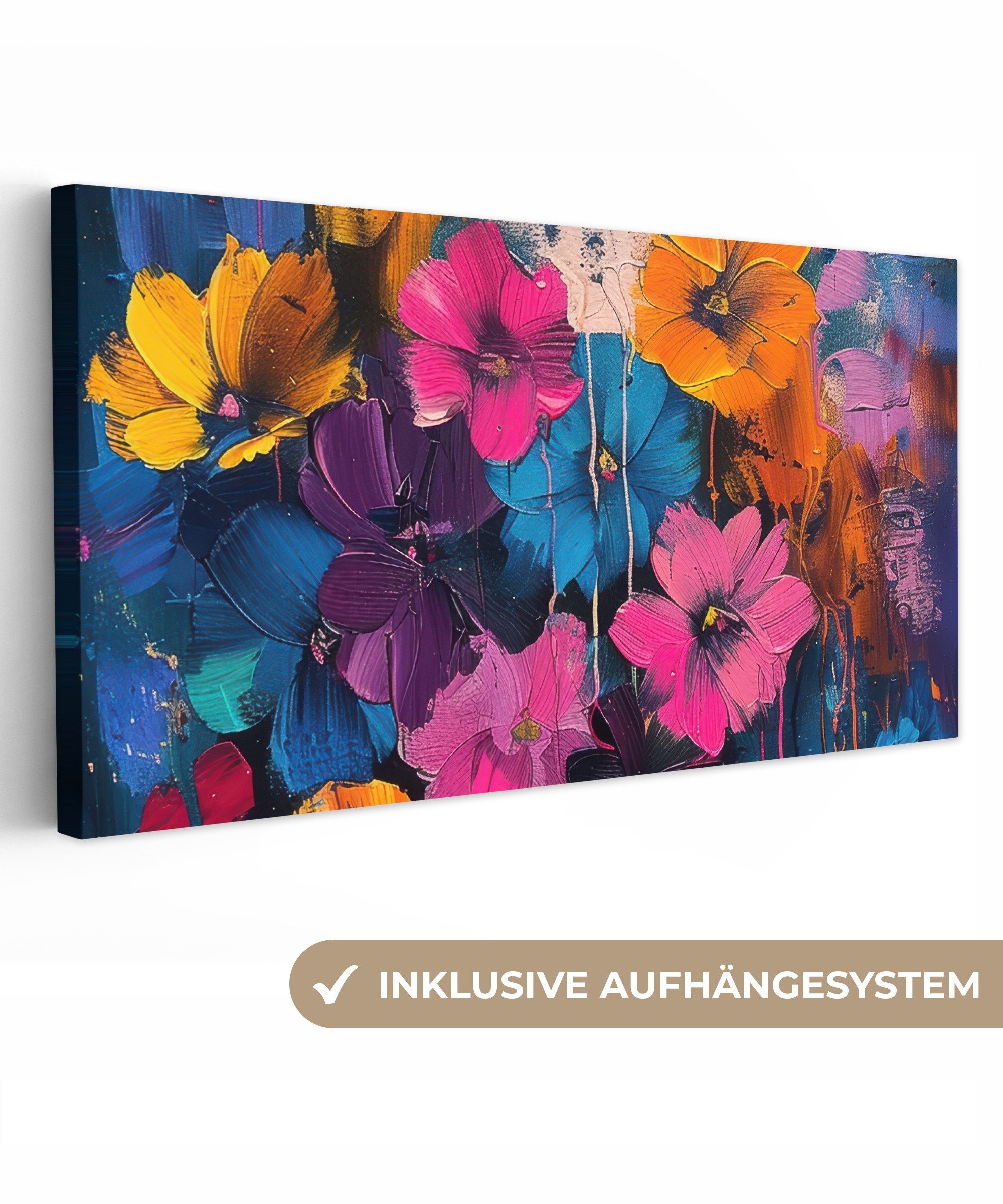 OneMillionCanvasses® Leinwandbild Panorama Blumen - Bunt günstig online kaufen