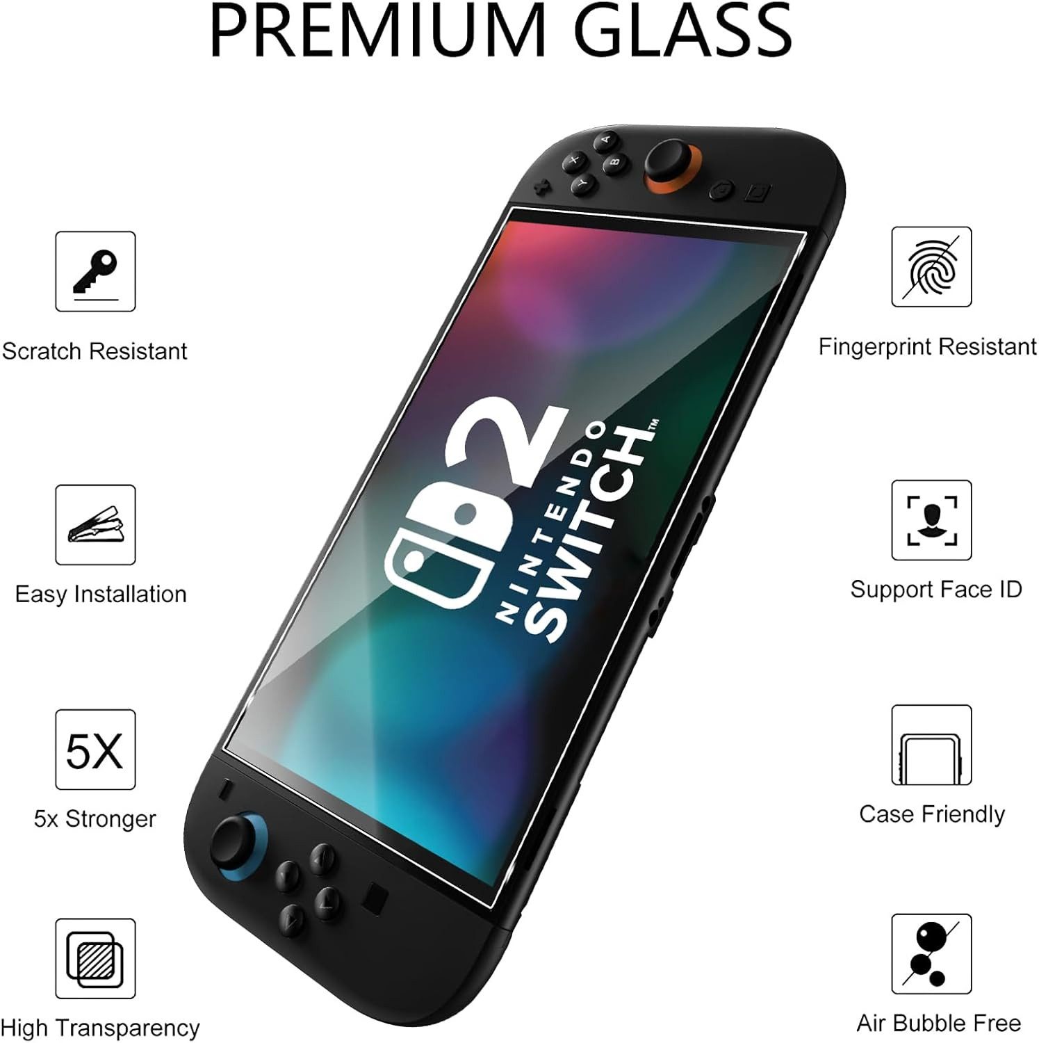 MSM Displayschutzglas 2X Schutzglas für Nintendo Switch 2 Panzerfolie Display Schutz 9H – Bild 4 von 5