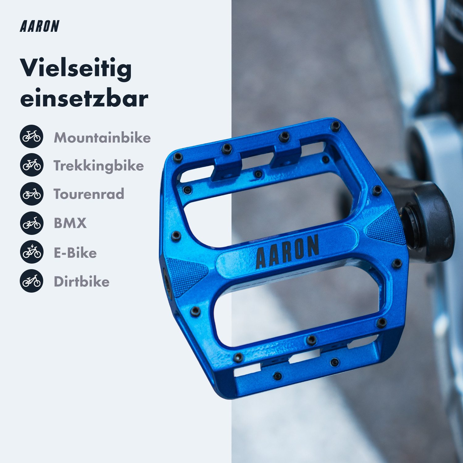 AARON Fahrradpedale Rock MTB Pedale Aluminium - Industriekugellager & austauschbare Pins