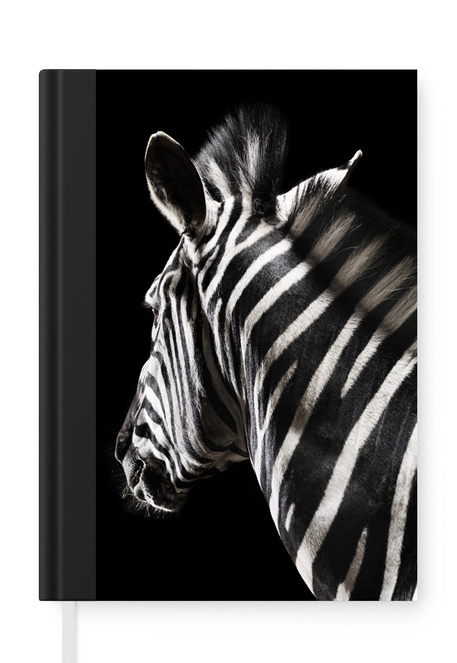 MuchoWow Notizbuch Zebra - Tier - Schwarz - Porträt, Journal, Merkzettel, Tagebuch, Notizheft, A5, 98 Seiten, Haushaltsbuch