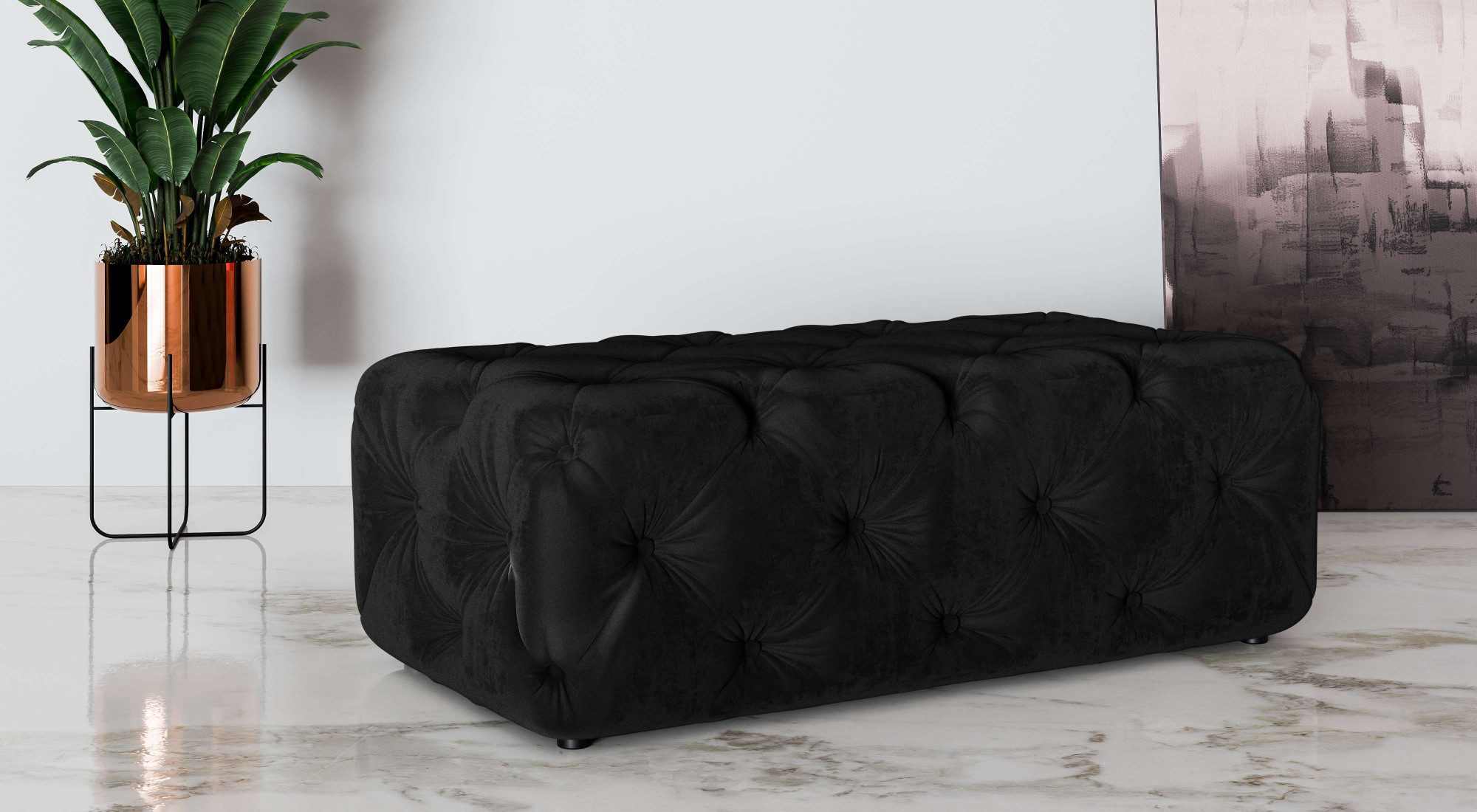 Home affaire Polsterhocker FOLLINA, Polsterhocker mit klassischer Chesterfield-Knopfheftung
