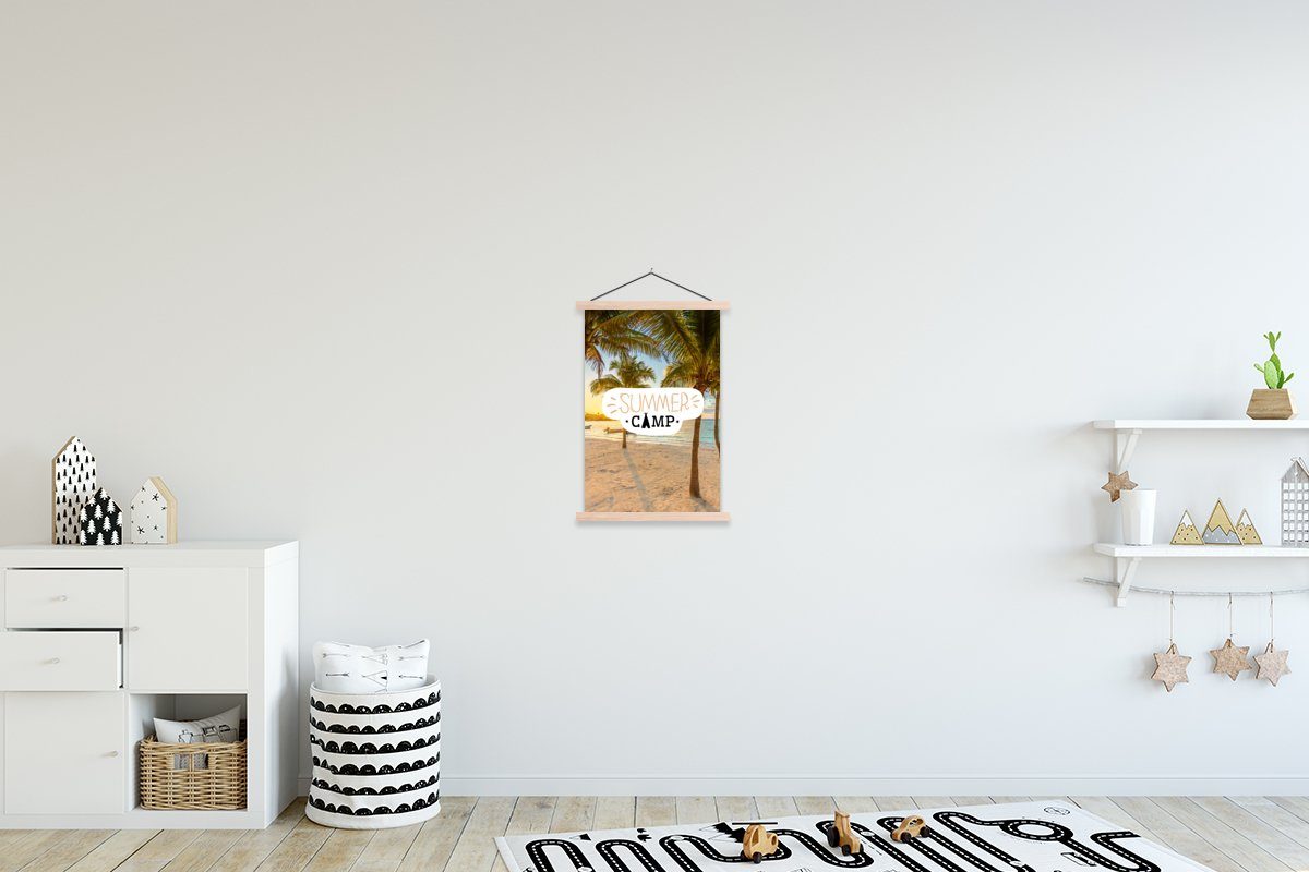 MuchoWow Poster Sommer - Camp - Magnetisch Palmen, Posterleiste, für Wohnzimmer, (1 St), - Textilposter Bilderleiste, Sprichwörter