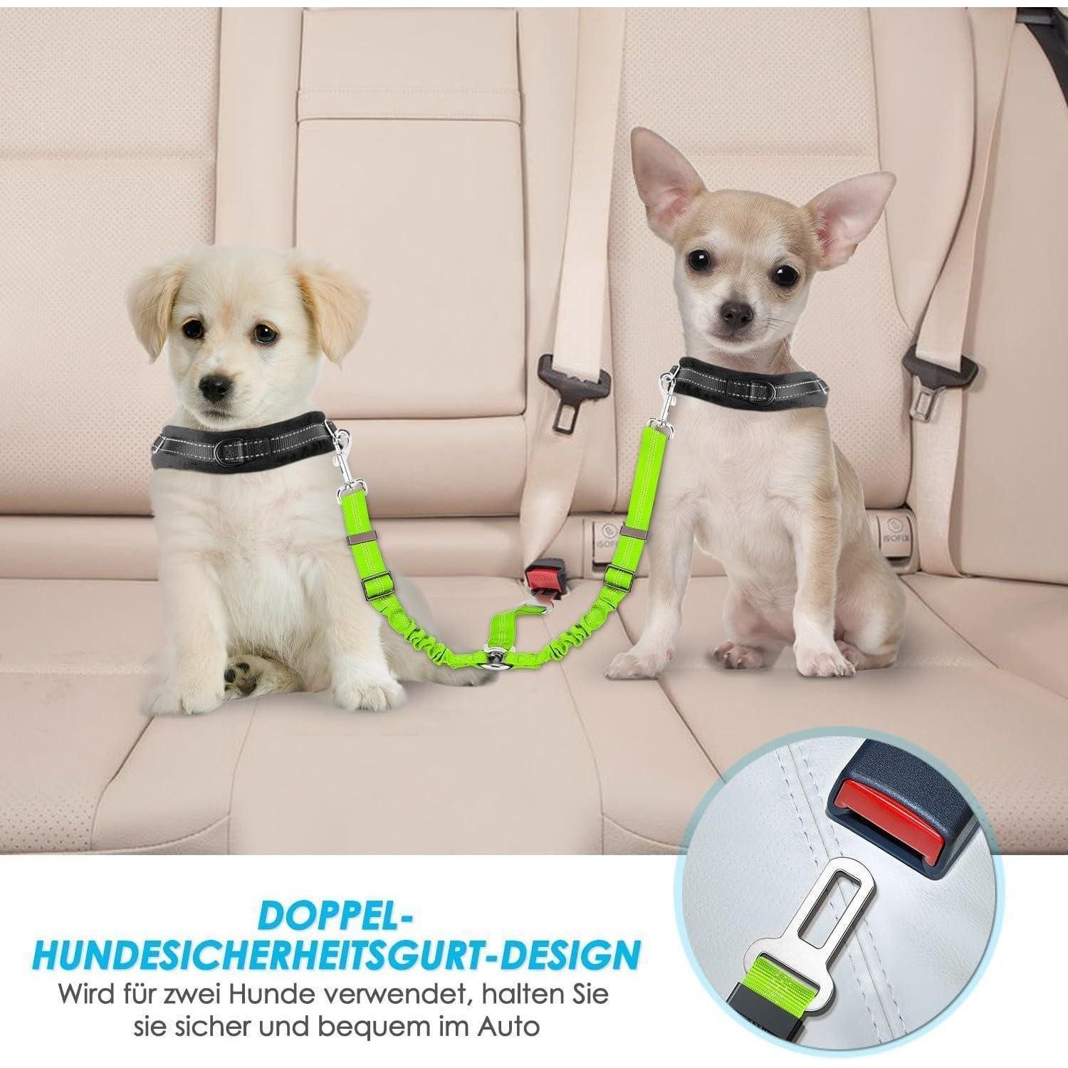LuxusKollektion Autohundegeschirr Anschnallgurt Hund Auto Verhedderungsschutz 2 Klein in 1 Limone