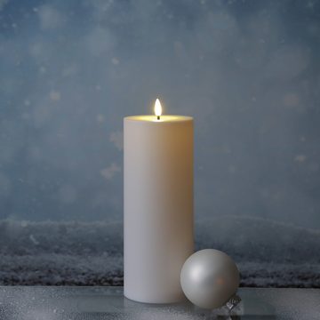 MARELIDA LED-Kerze XXL LED Kerze für Außen flackernd H: 25cm D: 10cm outdoor Timer weiß (1-tlg)