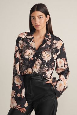 Next Langarmbluse Langärmelige Bluse mit Blumenprint und Pailletten (1-tlg)