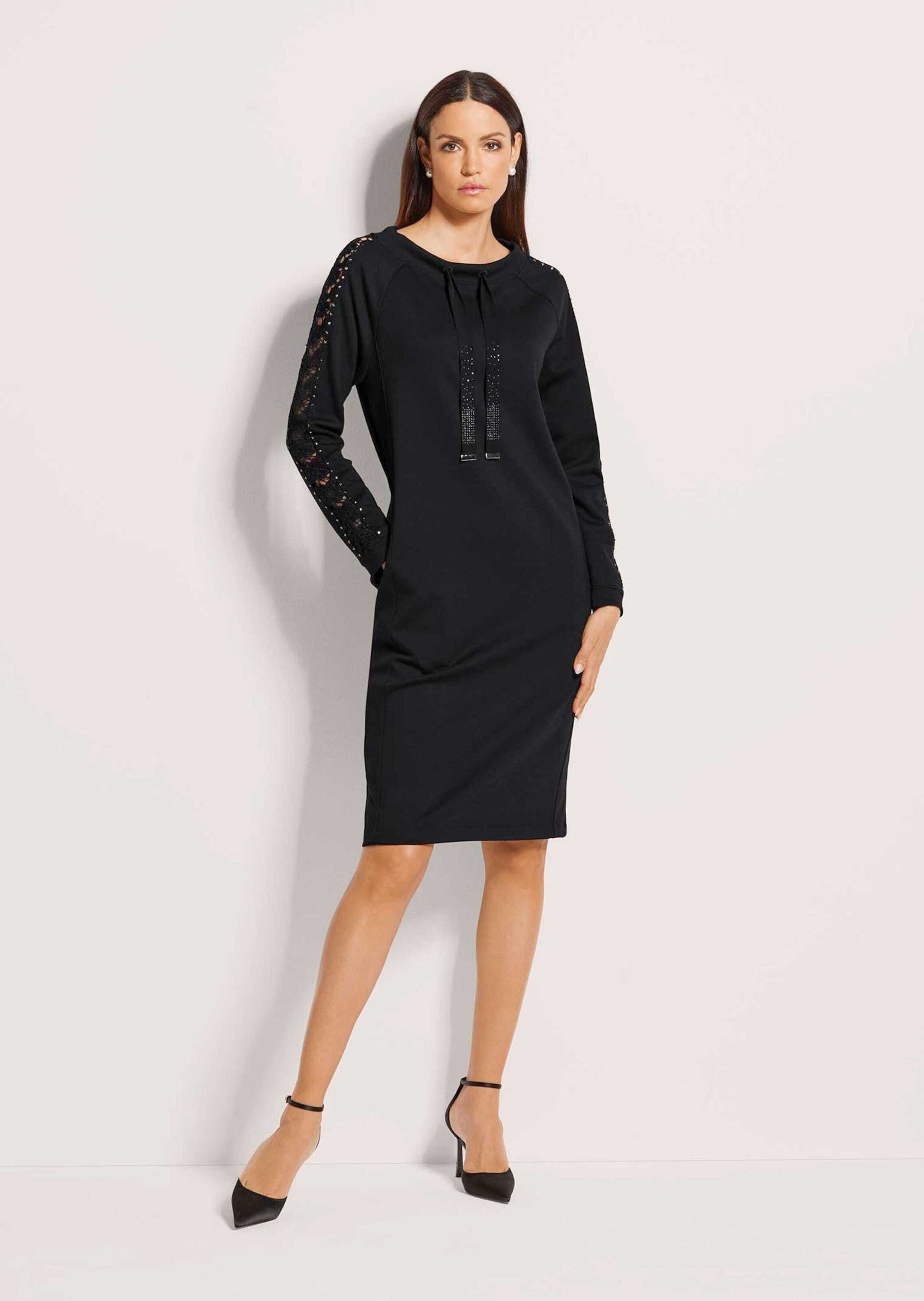 MADELEINE Midikleid Stretch-Kleid mit Spitze und Strass Jersey-Kleid mit Ru günstig online kaufen