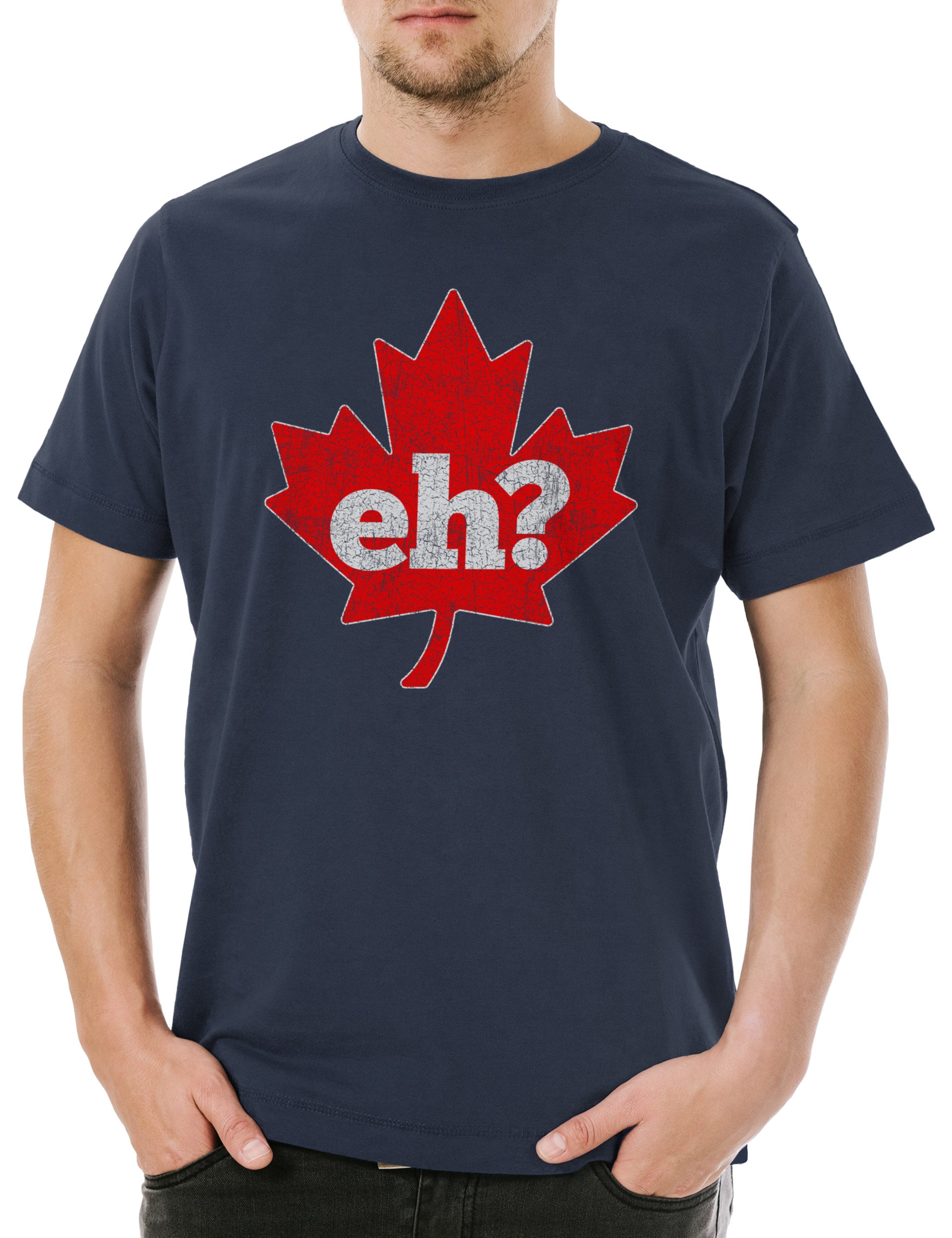 Print-Shirt Canada Eh Herren T-Shirt Fahne Flagge Banner Maple Leaf Ahornblatt