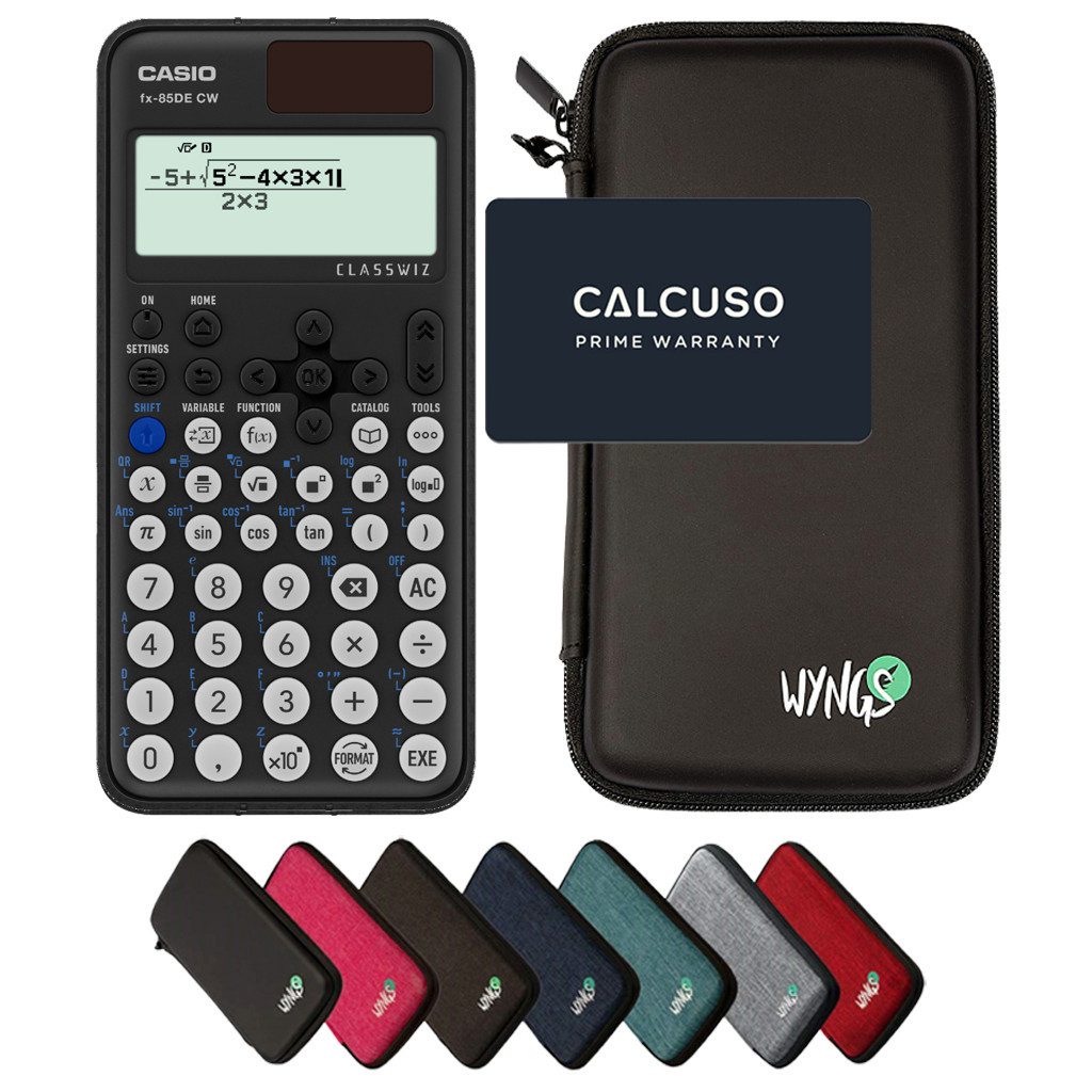 CASIO Taschenrechner fx-85DE CW ClassWiz inkl. WYNGS Schutztasche Schwarz
