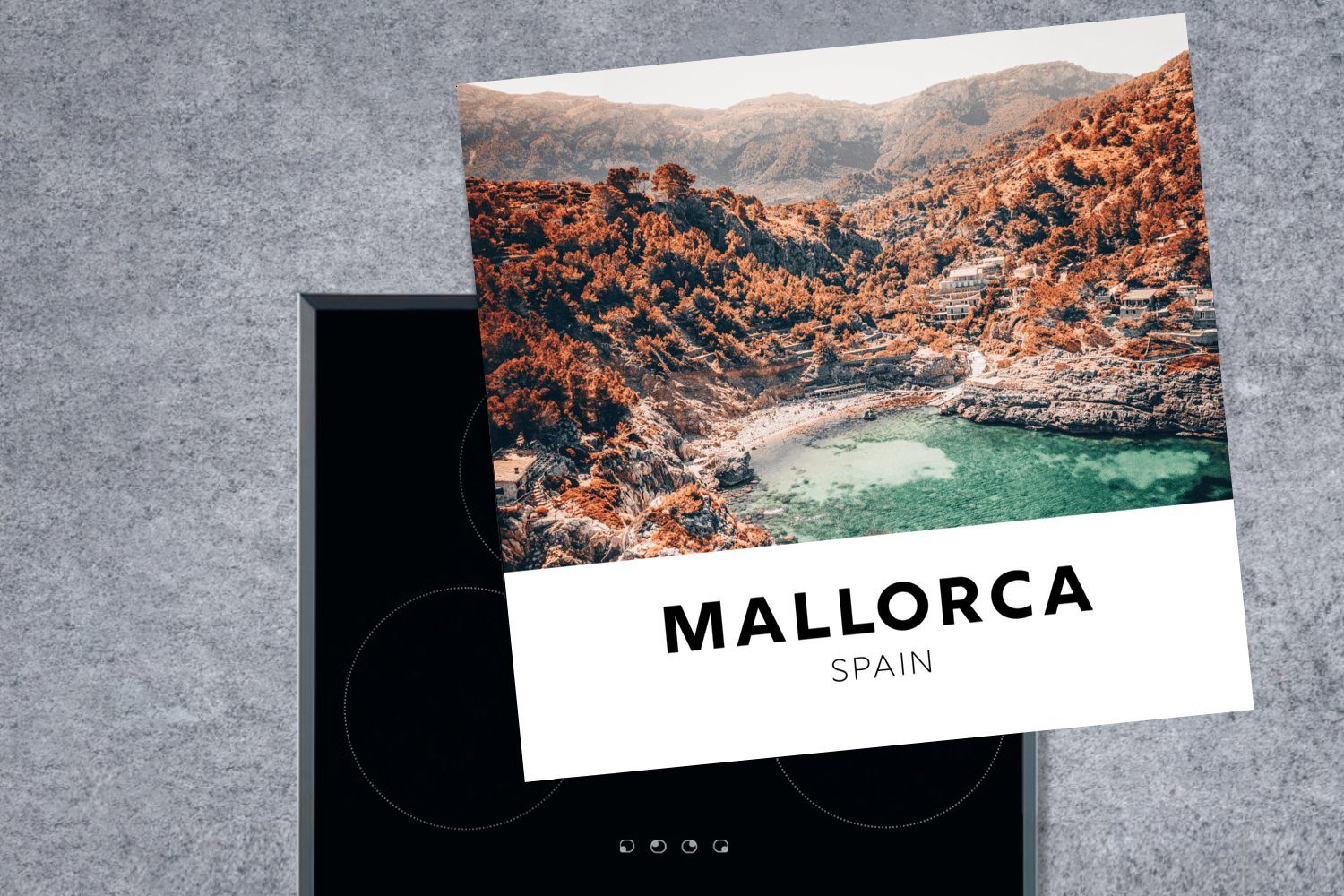 Natur, tlg), - für - Spanien Ceranfeldabdeckung, MuchoWow (1 Herdblende-/Abdeckplatte Arbeitsplatte Vinyl, 78x78 küche Mallorca cm,