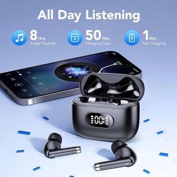 coioc Kabellos Bluetooth 5.3 mit 4 ENC Noise Cancelling Mic In-Ear-Kopfhörer (Kabellose Freiheit erleben mit hochwertigem Sound und Geräuschunterdrückung., 50H Earbuds Tiefer Bass, LED-Anzeige, IP7 Wasserdicht)