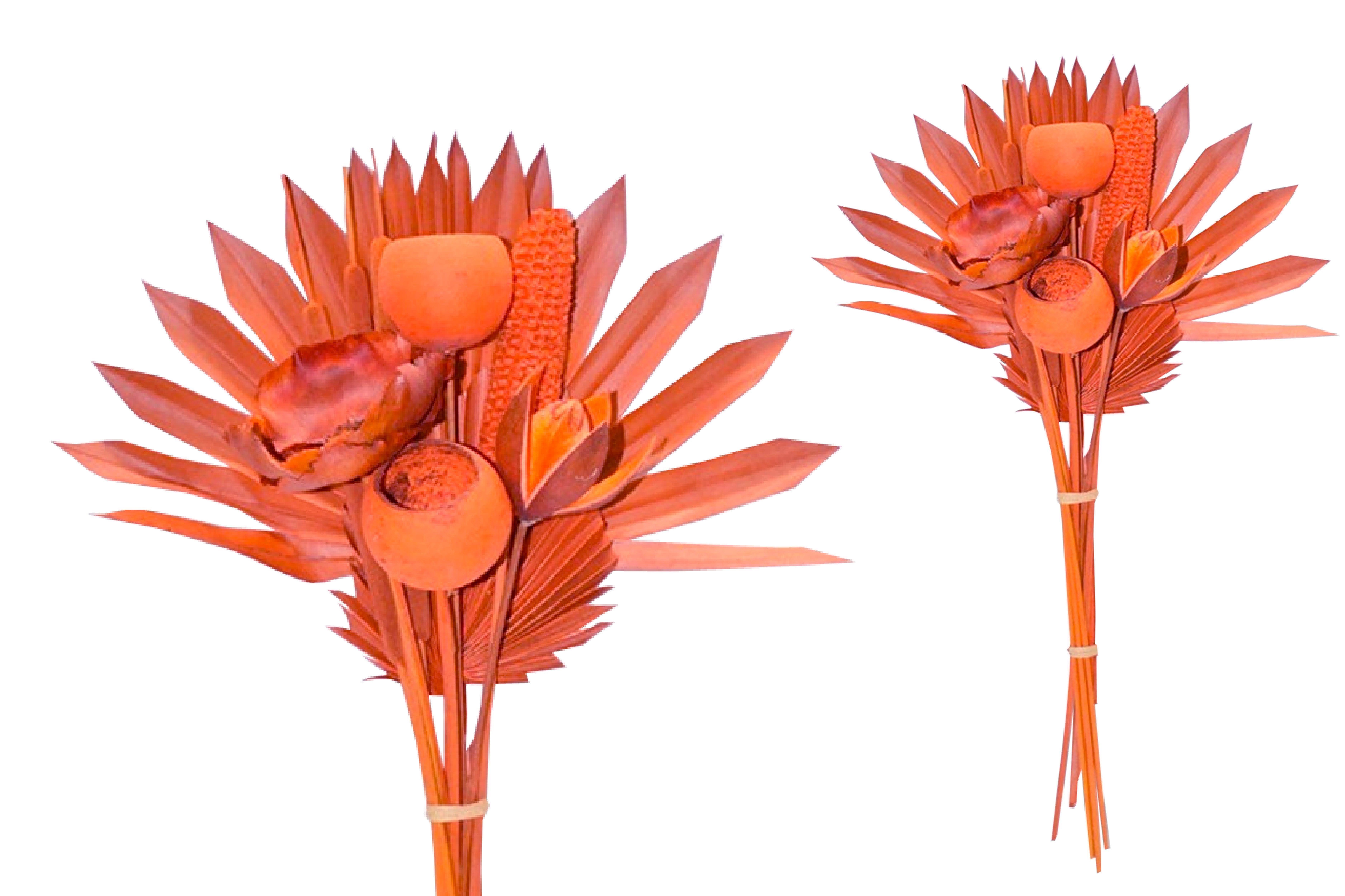 Trockenblume Grabstrauß BOHO Style Exotic Palmspear orange 60cm Exoten Grabdeko, finehomegarden, Höhe 60 cm, Grabgestecke Всеheiligen Totensontag Trockenstrauß