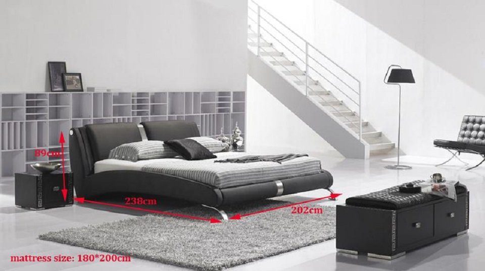 JVmoebel Set Doppelbett Modernes Designer 180x200cm Bett Bett Betten Polsterbett