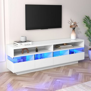 OKWISH Lowboard TV-Schrank (TV-Ständer hochglanz mit LED), Breite: 173,5cm