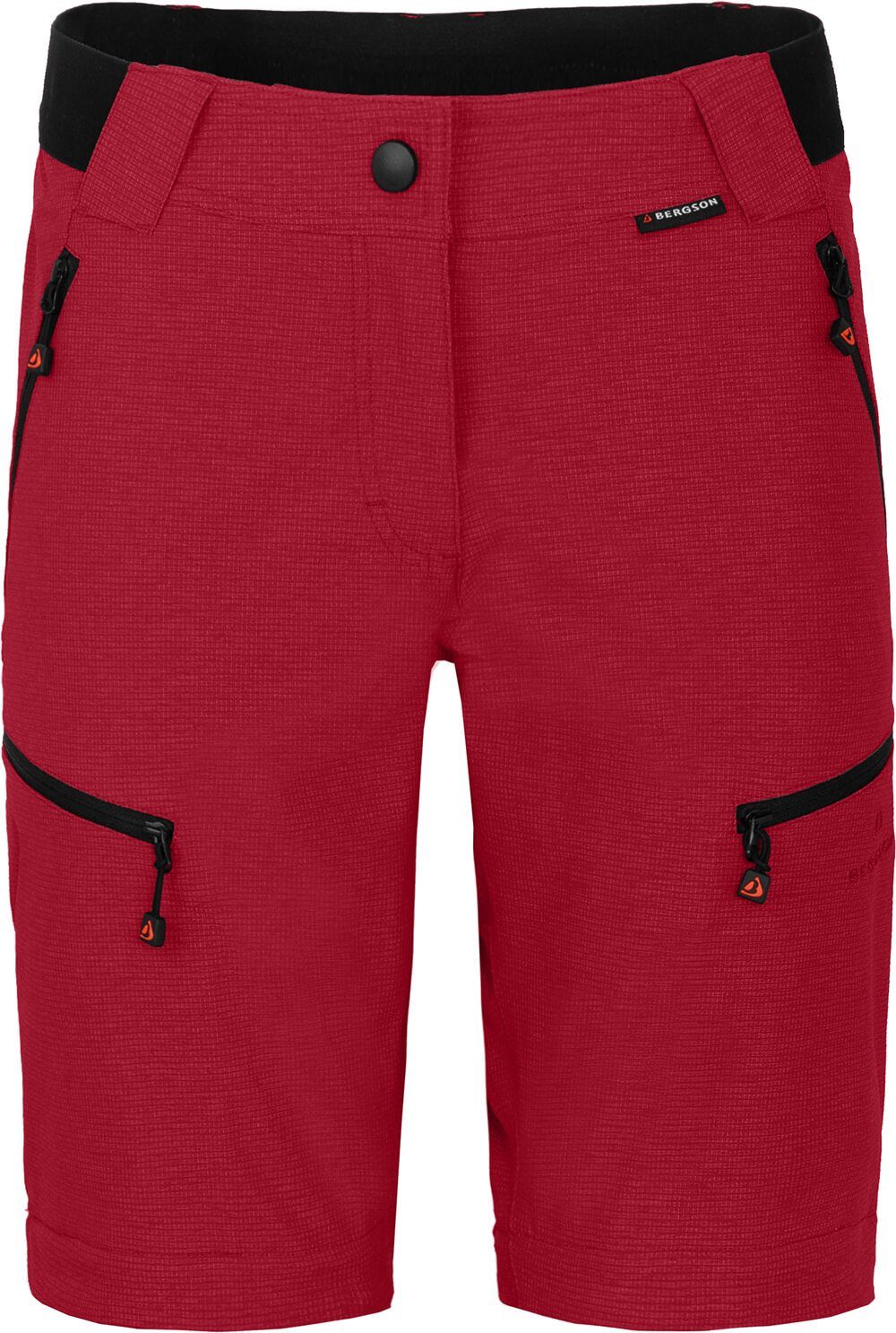 Bergson Outdoorhose PORI Doppel Zipp-Off mit T-ZIPP Damen Wanderhose, robust elastisch, Kurzgrößen, rot