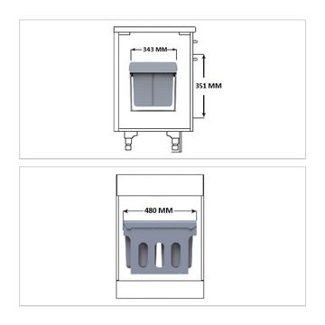 relaxdays Einbaumülleimer Einbaumülleimer 2x15 L schwarz