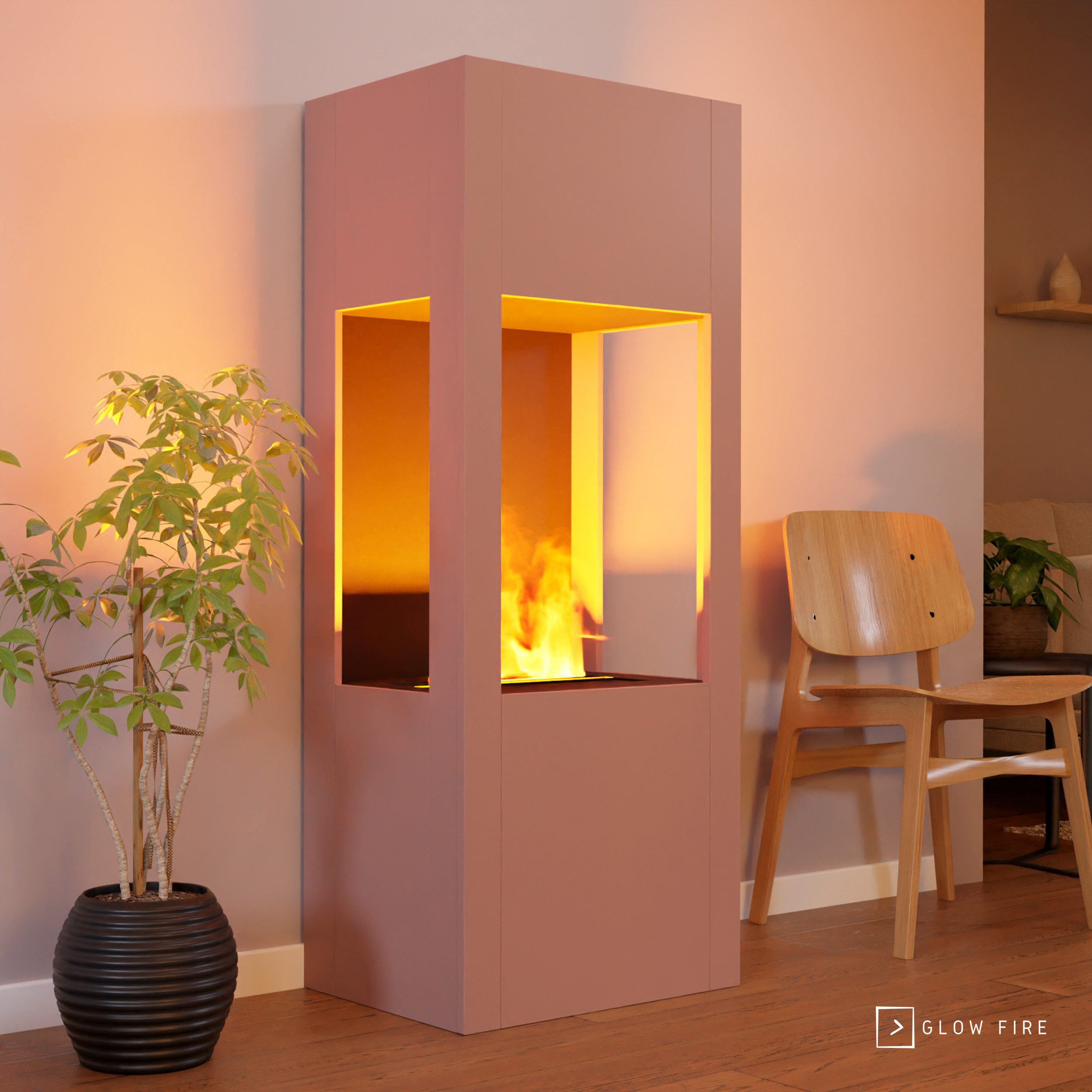 GLOW FIRE Elektrokamin Böll Multicolor Wasserdampf Kamin, Standkamin, Elektrischer Kamin, Wasserdampfkamin mit 3D Feuer und Knisterfunktion
