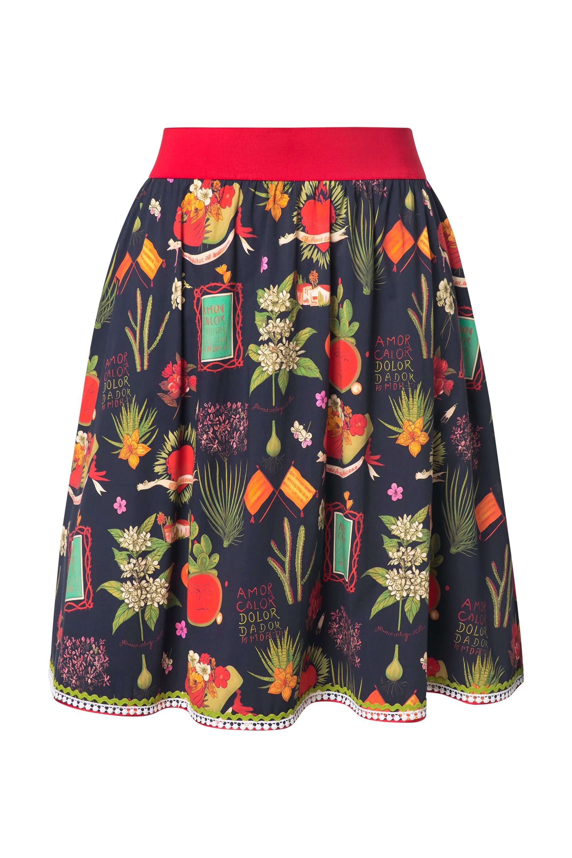 Ulla Popken Jerseyrock Rock Landhaus-Druck A-Linie Elastikbund günstig online kaufen