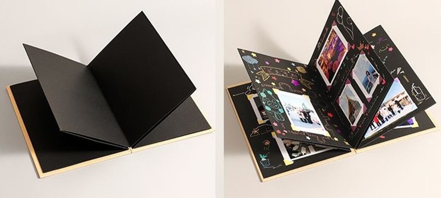 101DIYStudio Fotoalbum Kreatives Falt-Fotoalbum zum Einkleben für 30 Fotos (Stilvoll und Einzigartig, Geschenk Weihnachten Geburtstag Hochzeit), 34 Seiten A5 Format
